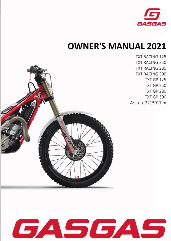 GASGAS 2021 - TXT RACING GP 125 250 280 300 - OWNERS MANUAL - REPRINTED