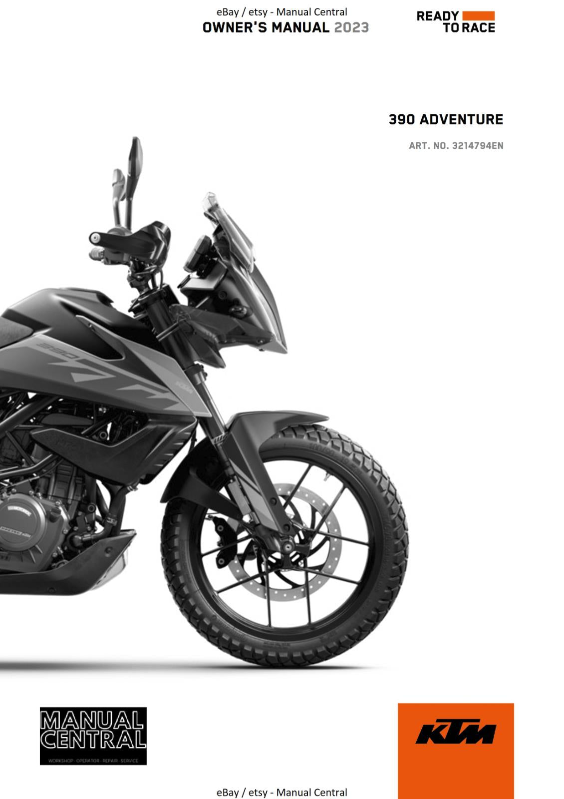 2023 OWNERS MANUAL - KTM 390 ADVENTURE - REPRINT