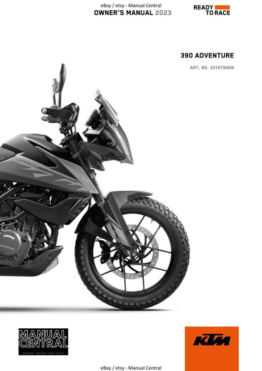2023 OWNERS MANUAL - KTM 390 ADVENTURE - REPRINT