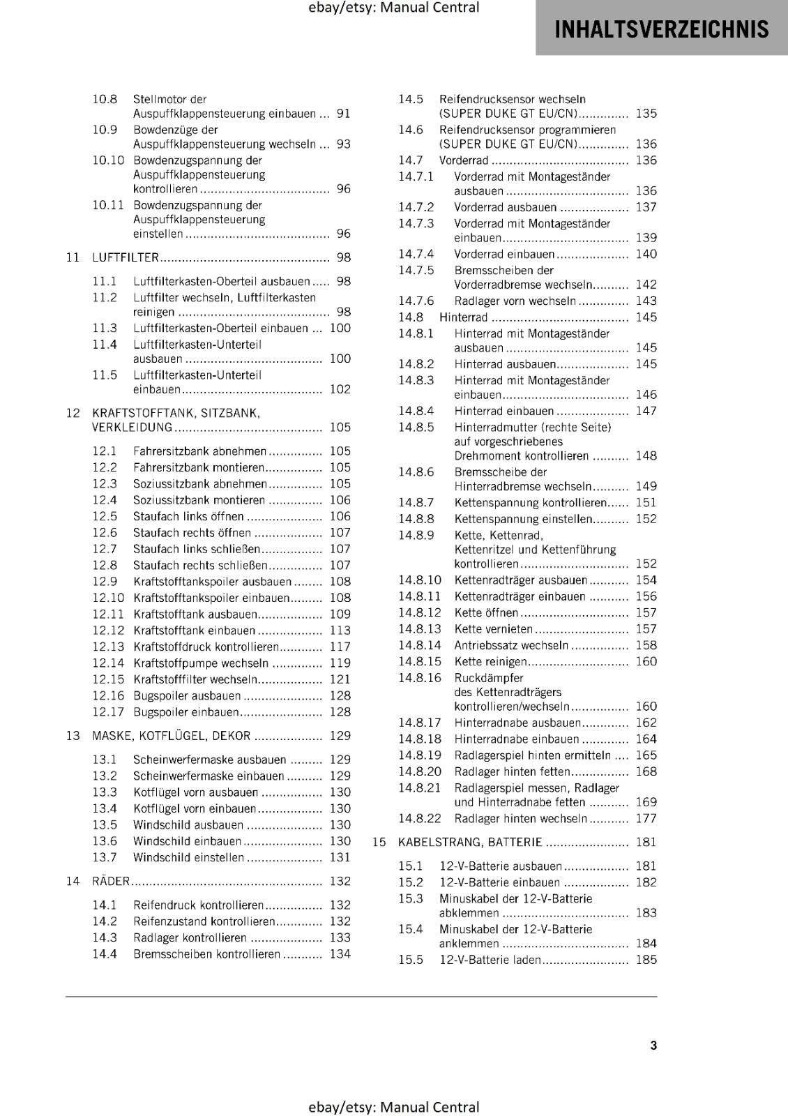 GERMAN LANGUAGE - KTM 2022- 1290 SUPER DUKE GT - REPARATURANLEITUNG