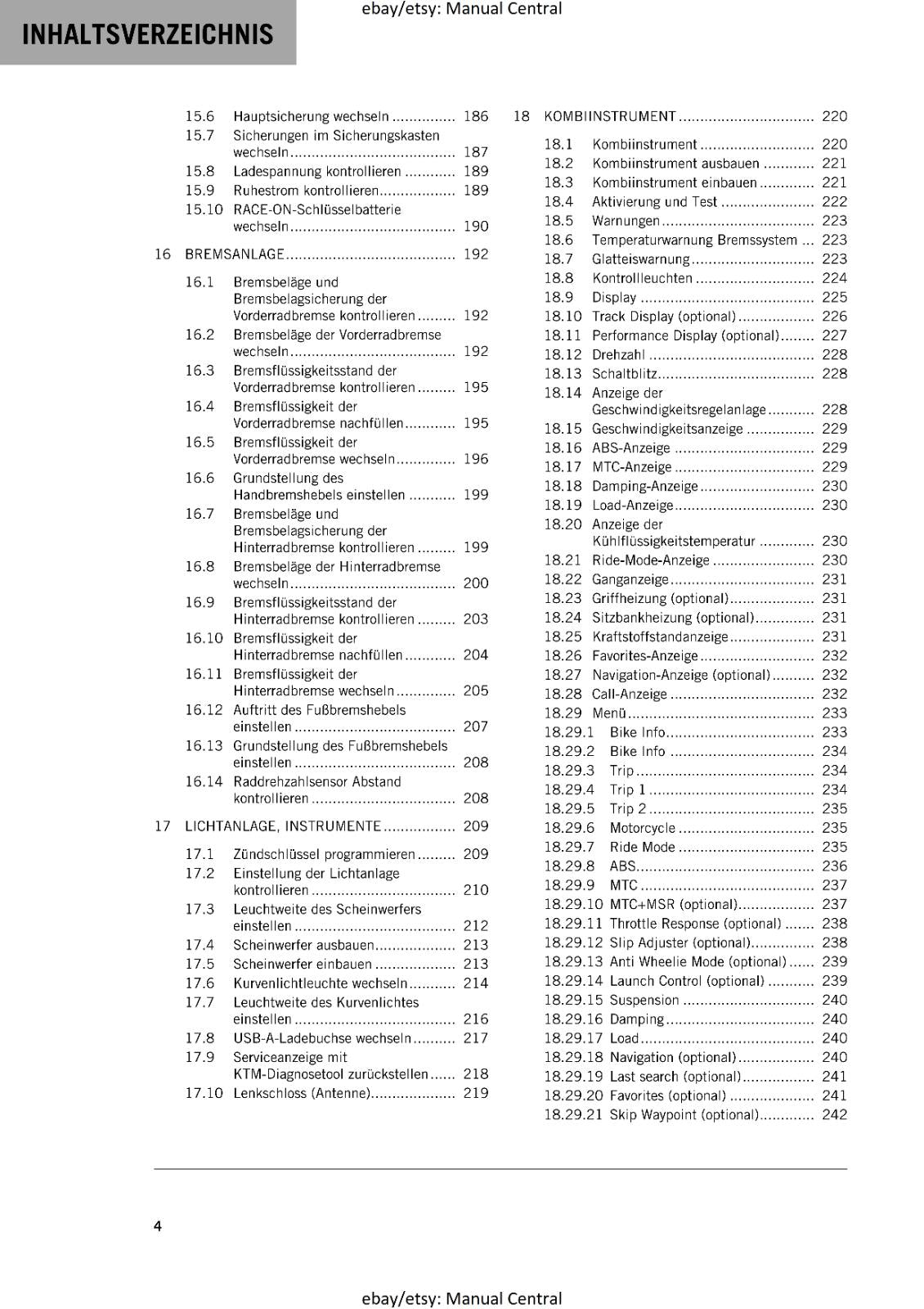GERMAN LANGUAGE - KTM 2022- 1290 SUPER DUKE GT - REPARATURANLEITUNG