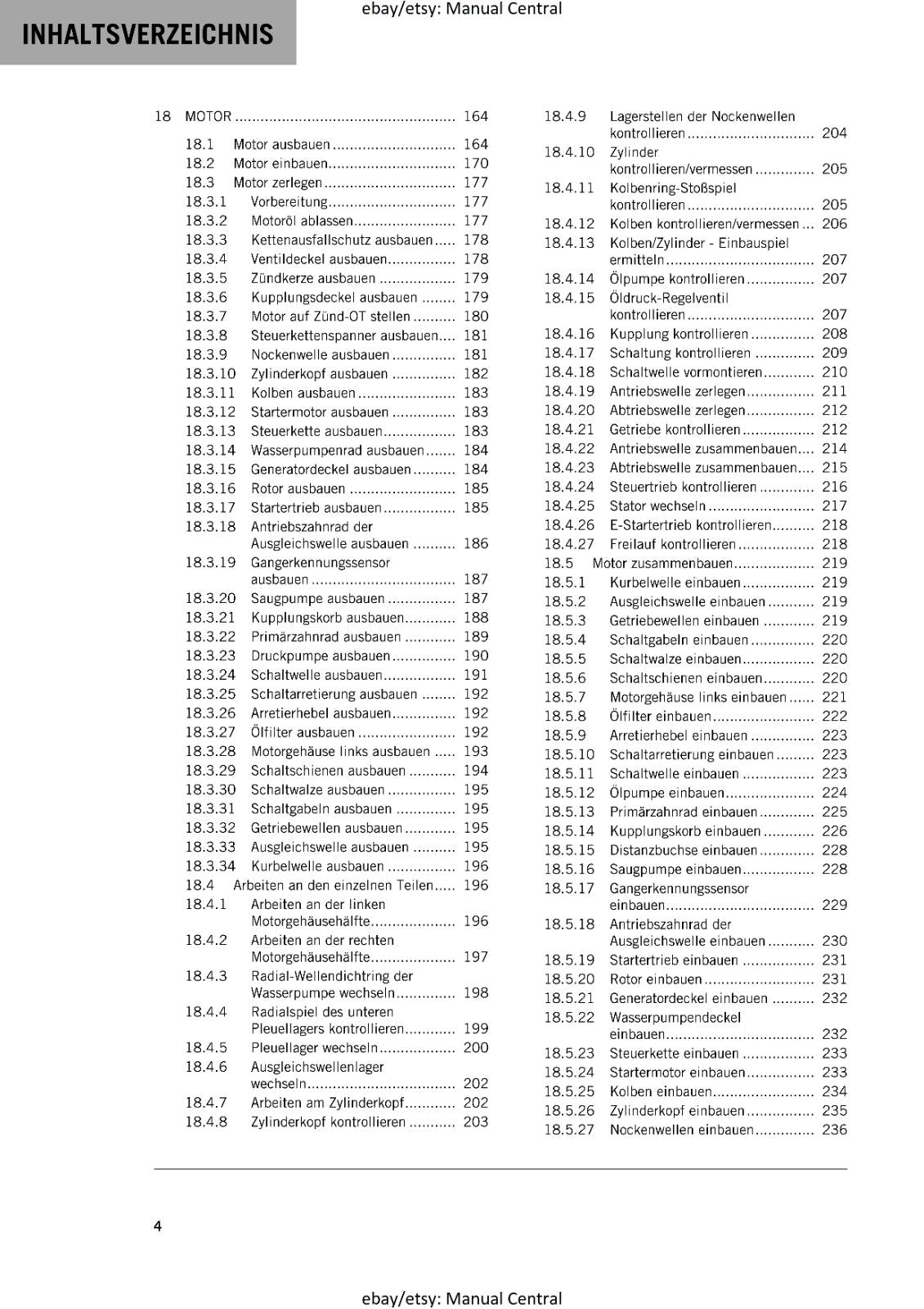 GERMAN LANGUAGE - KTM 2023- 250 DUKE - REPARATURANLEITUNG