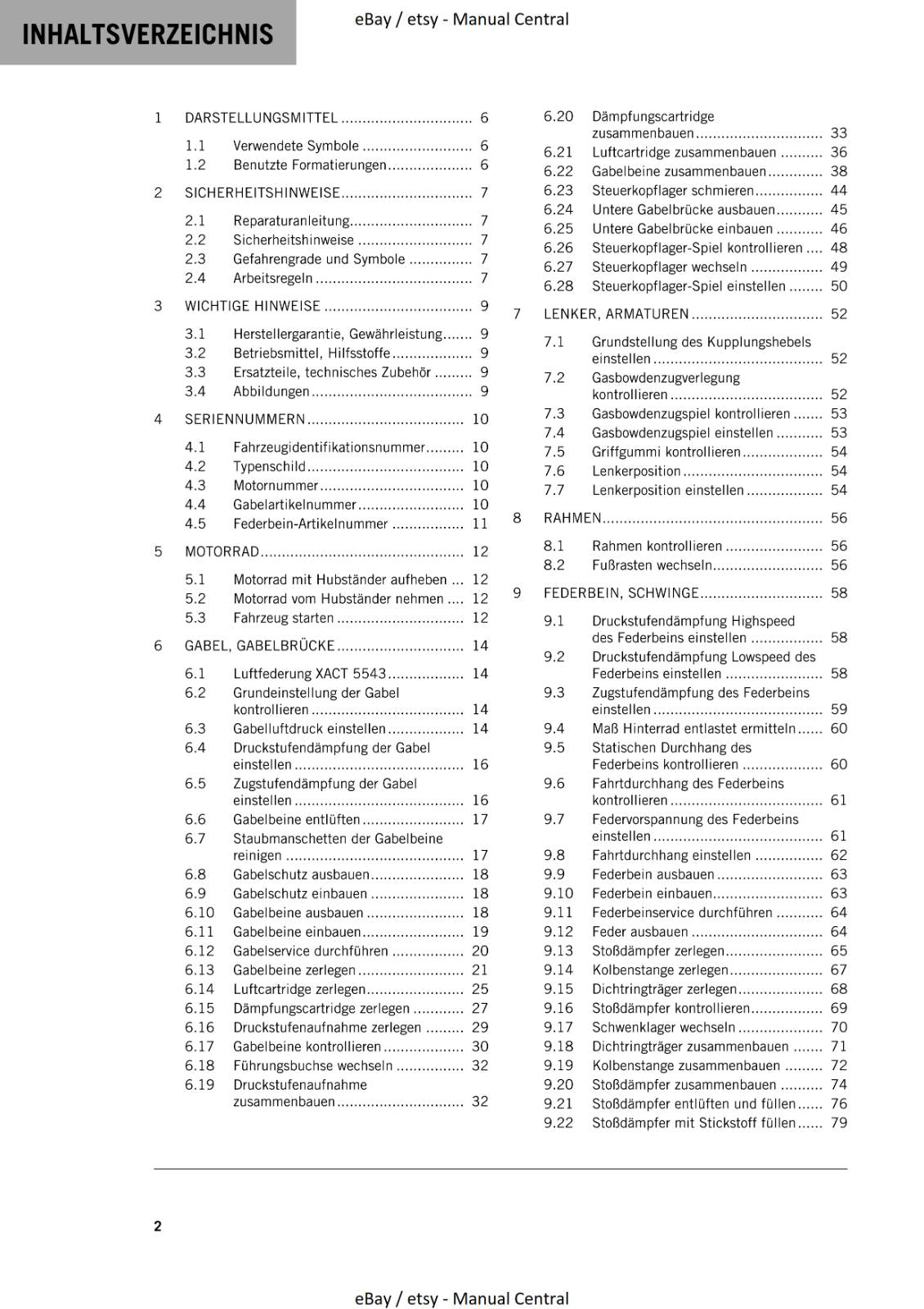 GERMAN LANGUAGE - KTM 2023- 85 SX - REPARATURANLEITUNG