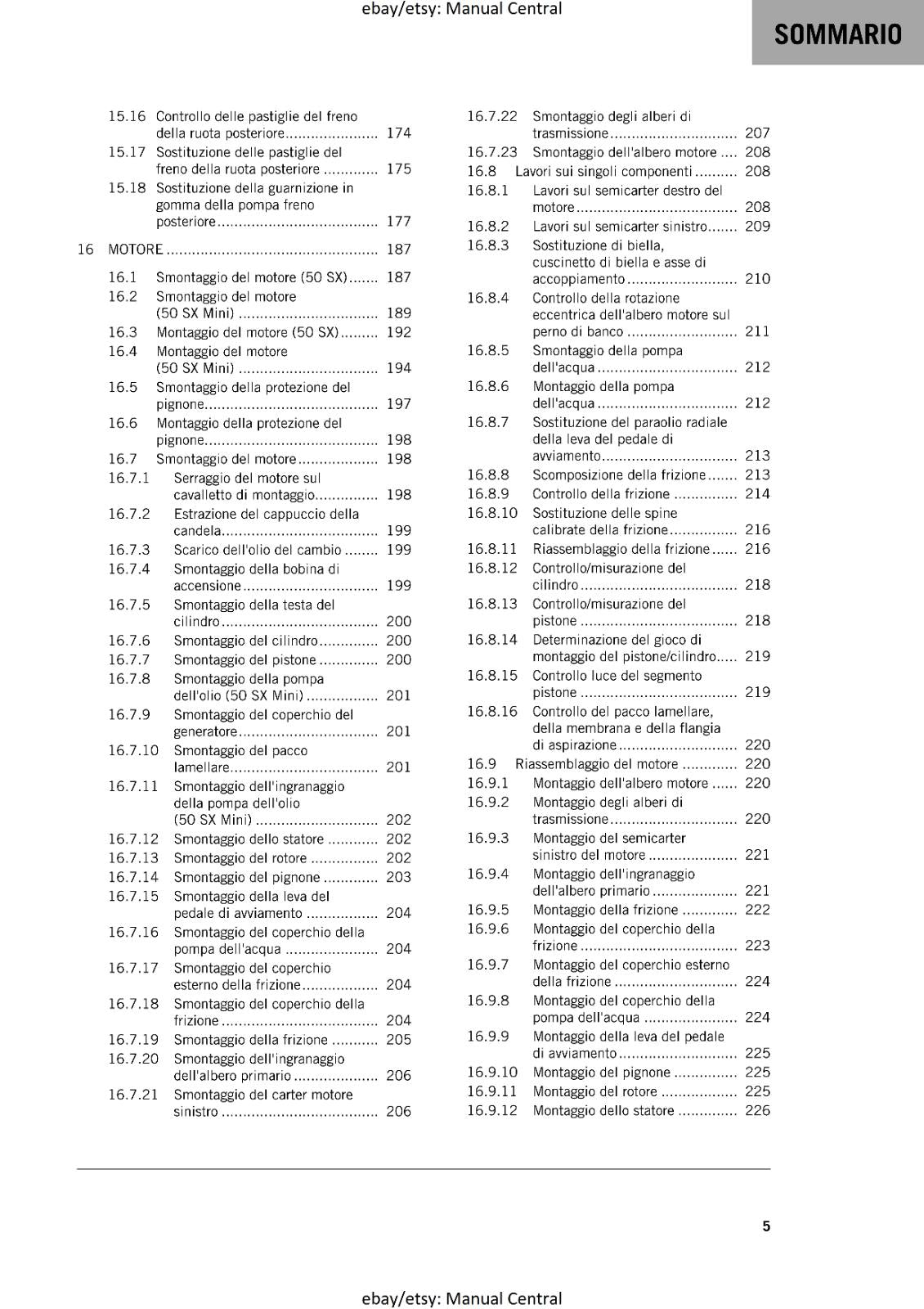 ITALIAN LANGUAGE - KTM 2019 - 50 SX & MINI  - MANUALE DI RIPARAZIONE