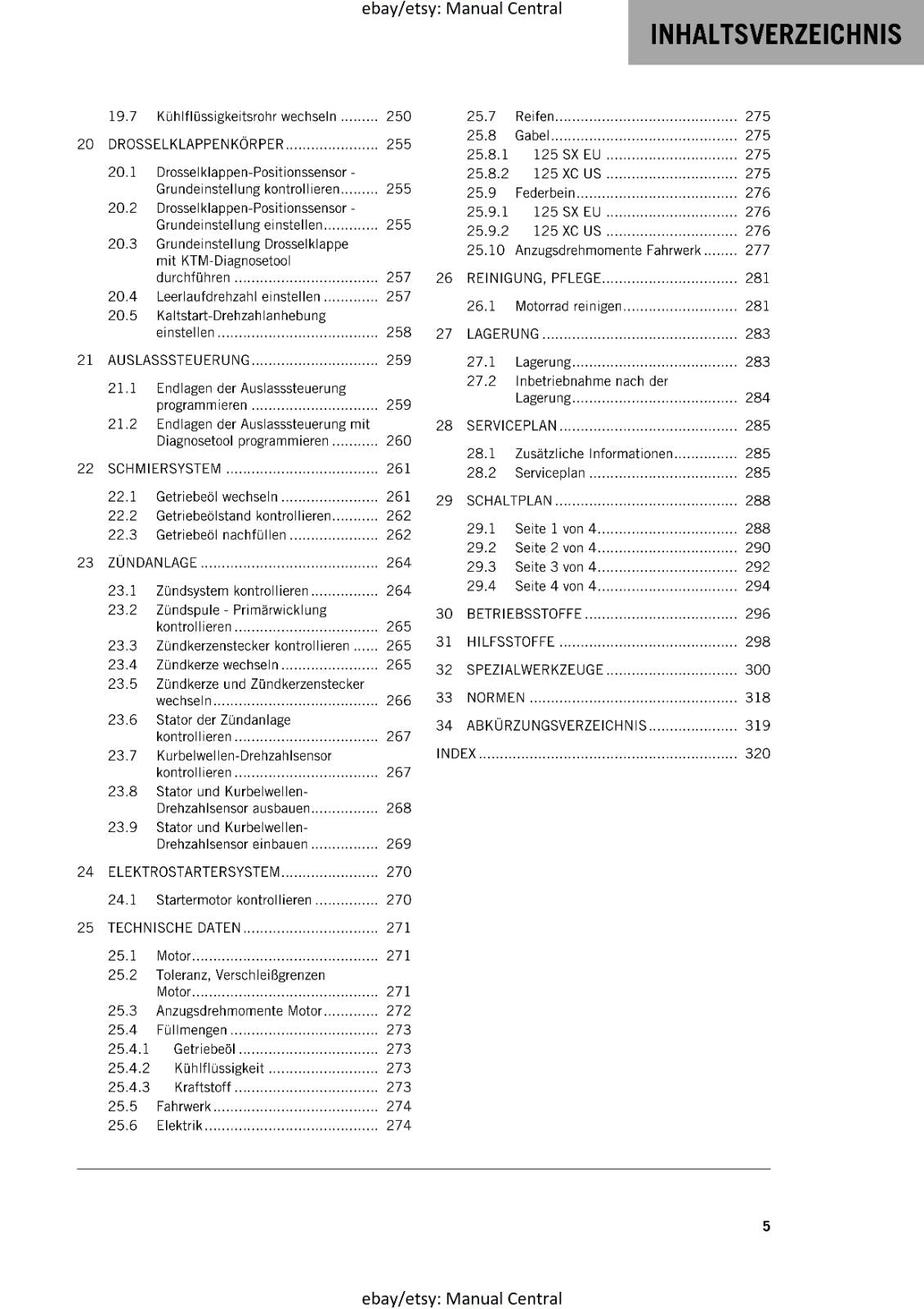 GERMAN LANGUAGE - KTM 2023- 125 DUKE - REPARATURANLEITUNG