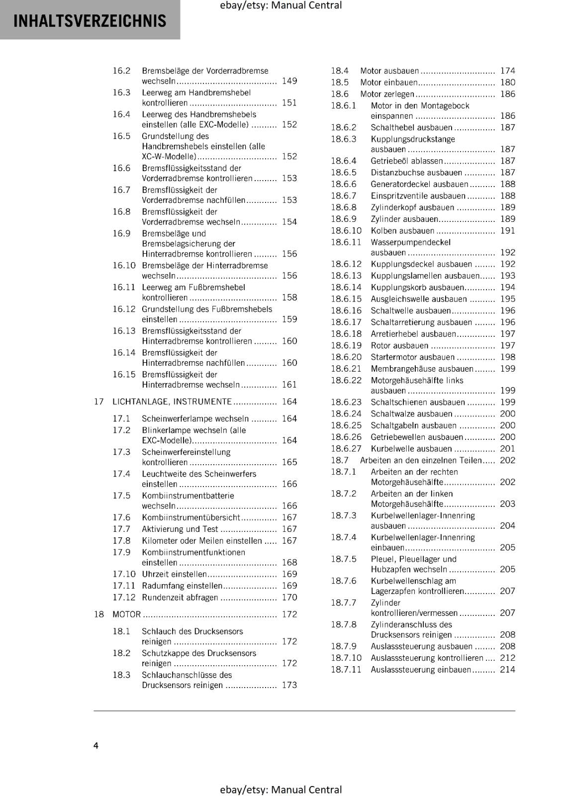 GERMAN LANGUAGE - KTM 2023- 300 EXC XC-W ERZBERGRODEO - REPARATURANLEITUNG