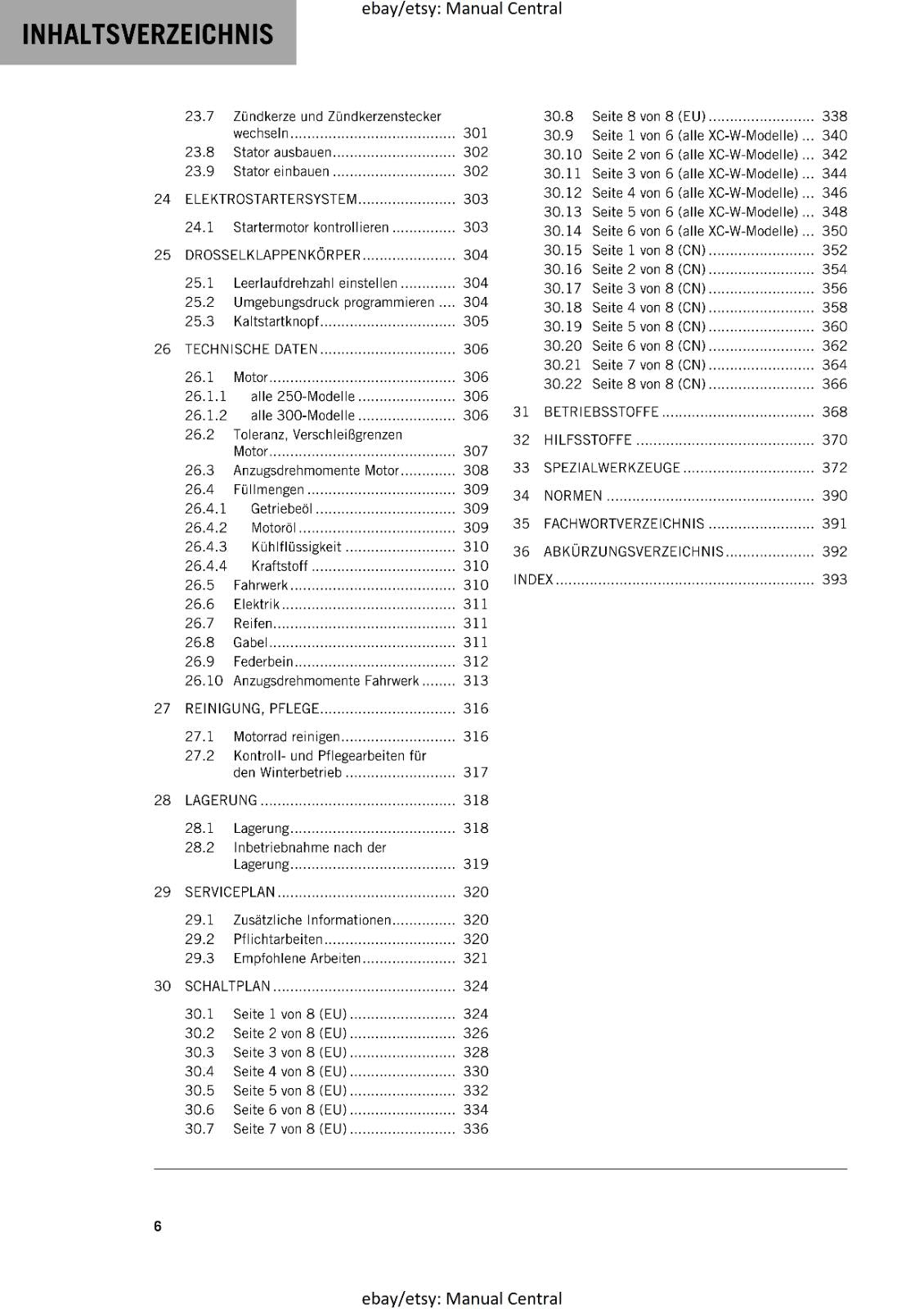 GERMAN LANGUAGE - KTM 2023- 300 EXC XC-W ERZBERGRODEO - REPARATURANLEITUNG