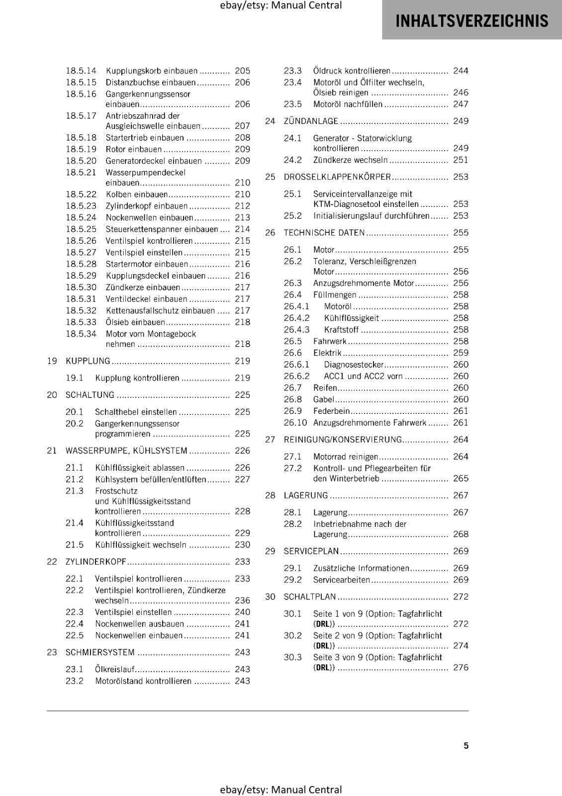 GERMAN LANGUAGE - KTM 2023- 125 DUKE - REPARATURANLEITUNG
