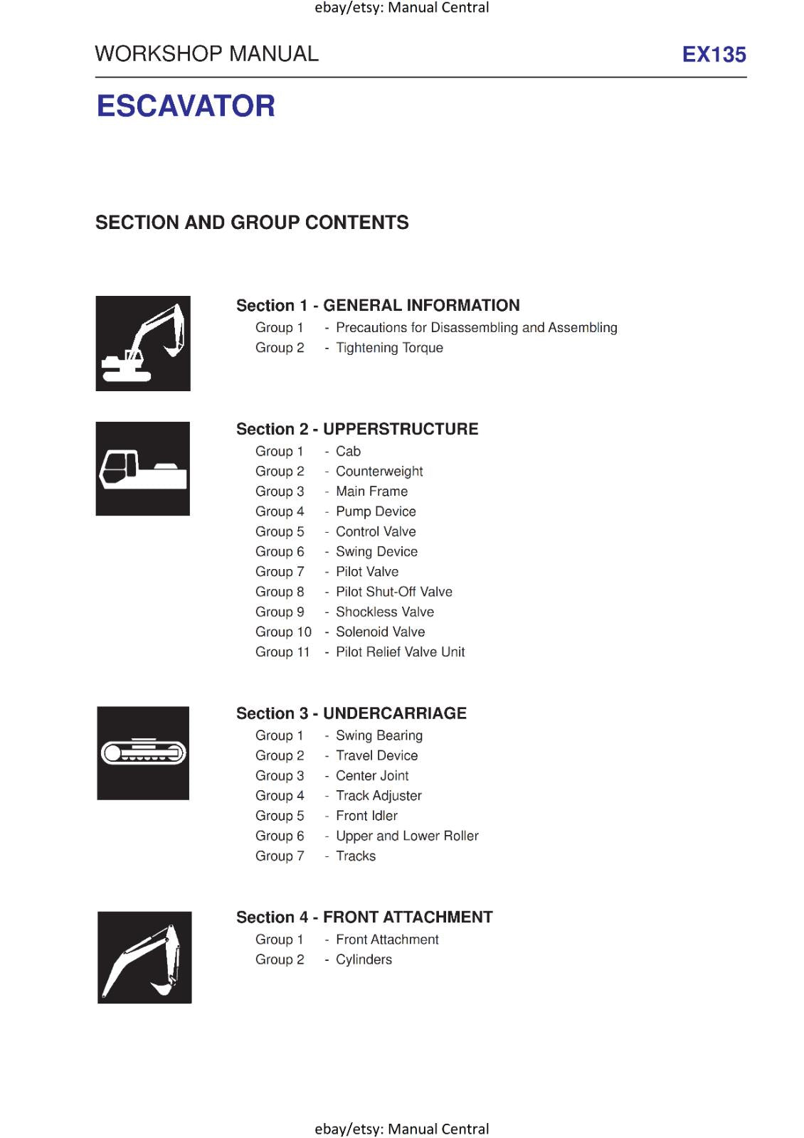 FIAT KOBELCO - EX135 EXCAVATOR - EXCAVATOR WORKSHOP SERVICE MANUAL