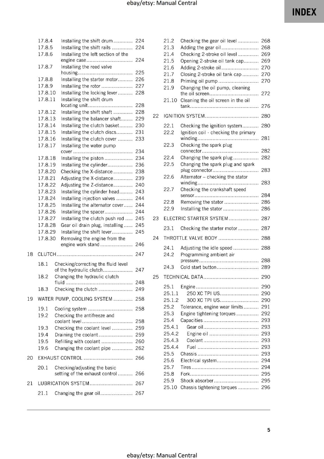 KTM 2020 - 250 300 XC TPI - WORKSHOP SERVICE REPAIR MANUAL