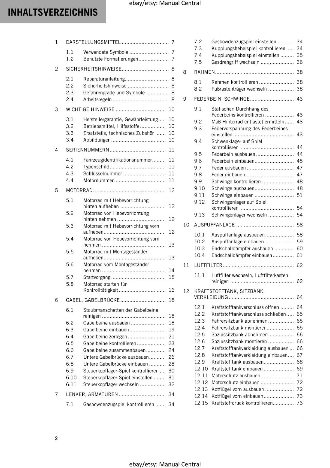 GERMAN LANGUAGE - KTM 2023- 250 ADVENTURE - REPARATURANLEITUNG