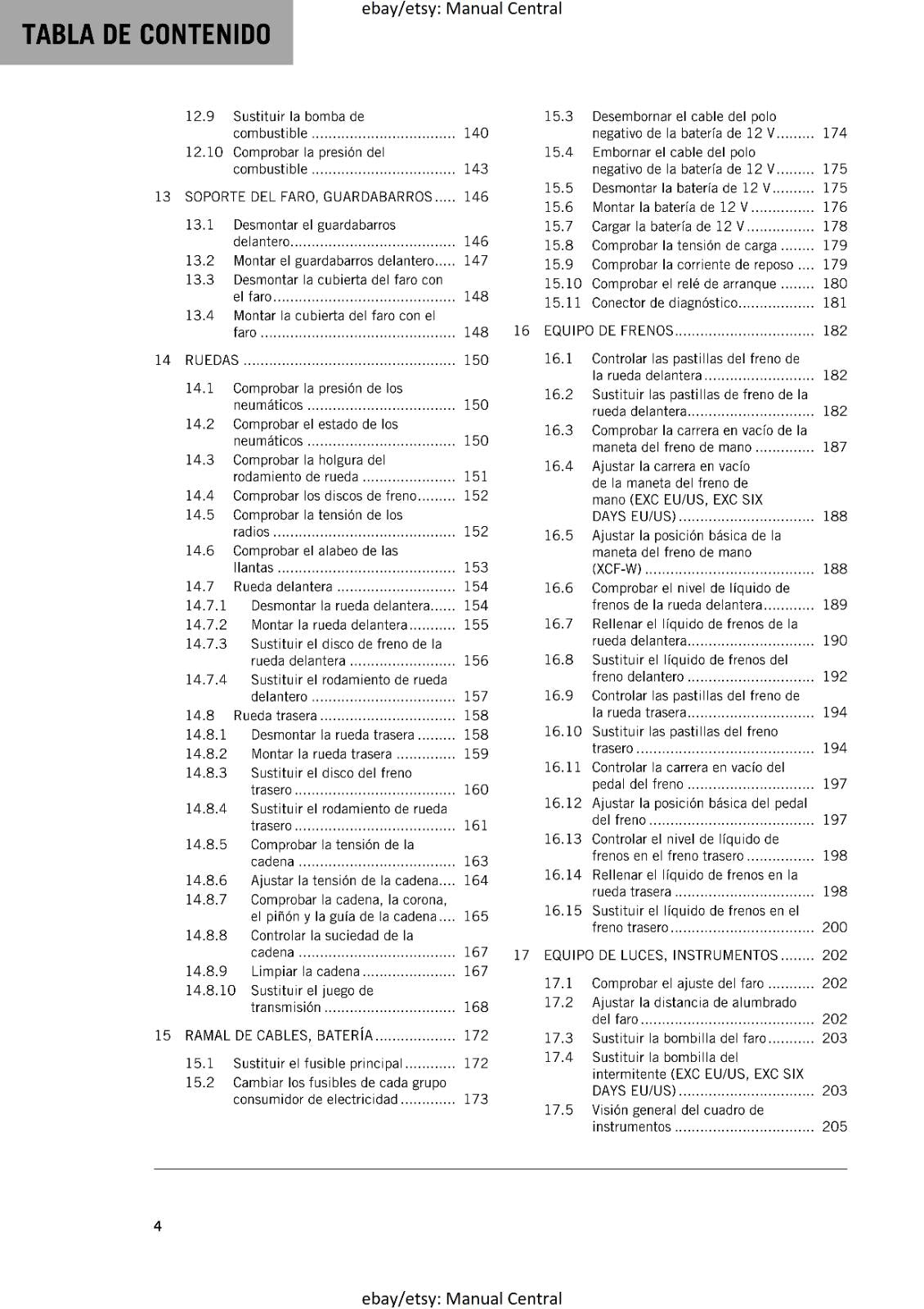 KTM 2020 - SPANISH LANGUAGE - 450 500 EXC-F SIX DAYS XCF-W MANUAL DE REPARACION