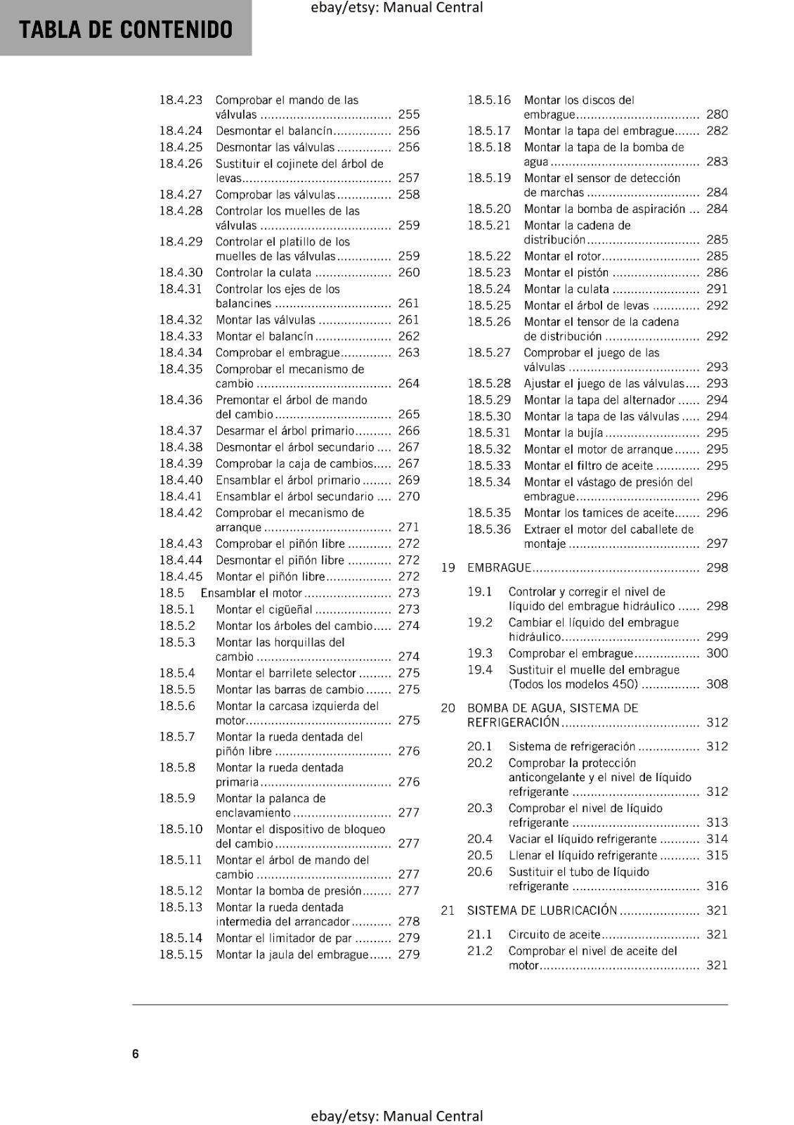 KTM 2020 - SPANISH LANGUAGE - 450 500 EXC-F SIX DAYS XCF-W MANUAL DE REPARACION