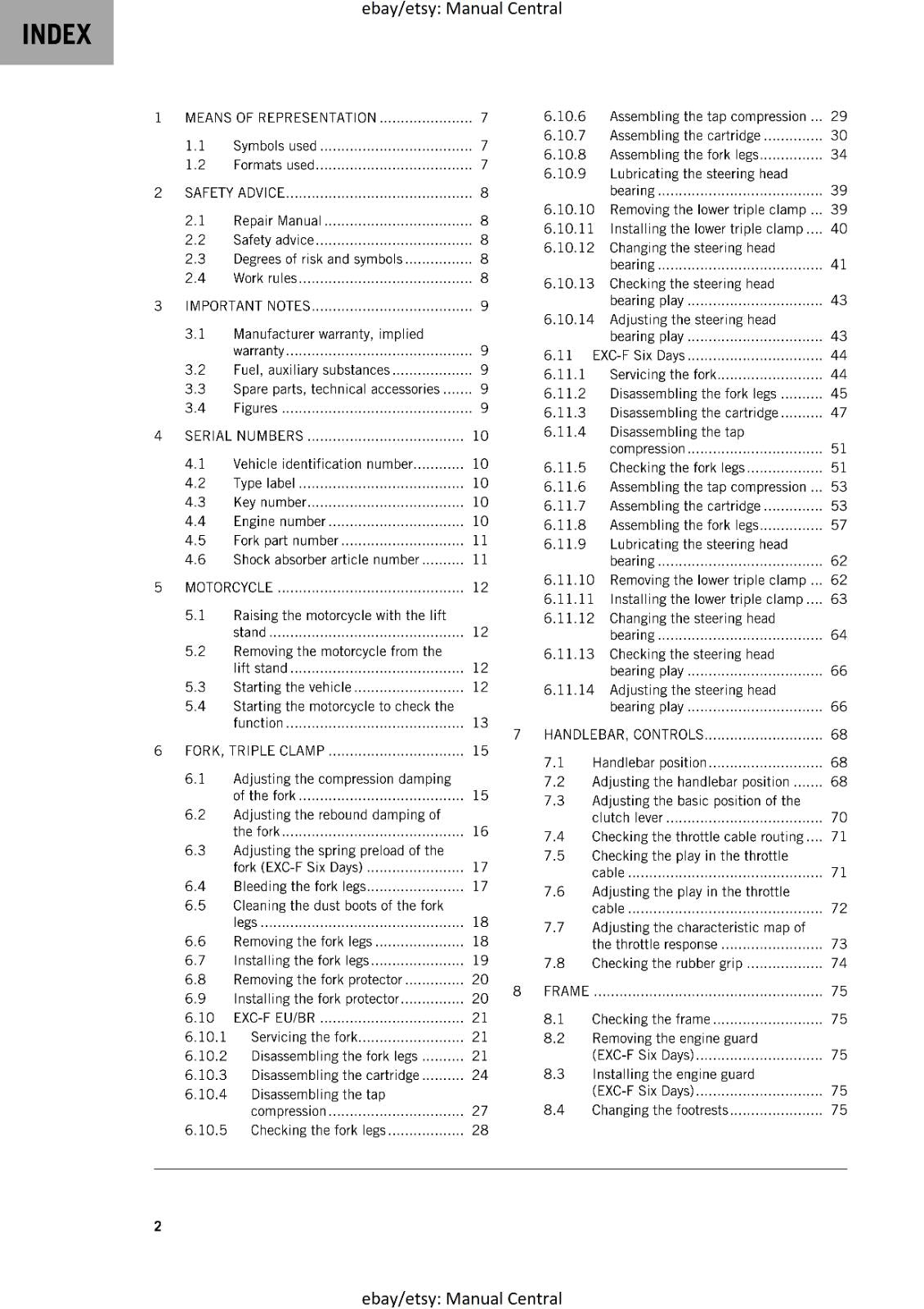 KTM 2020 - 250 EXC-F SIX DAYS - WORKSHOP SERVICE REPAIR MANUAL