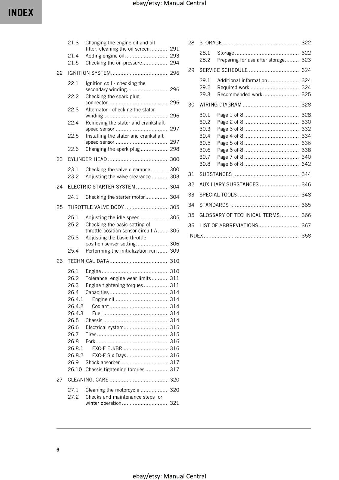 KTM 2020 - 250 EXC-F SIX DAYS - WORKSHOP SERVICE REPAIR MANUAL