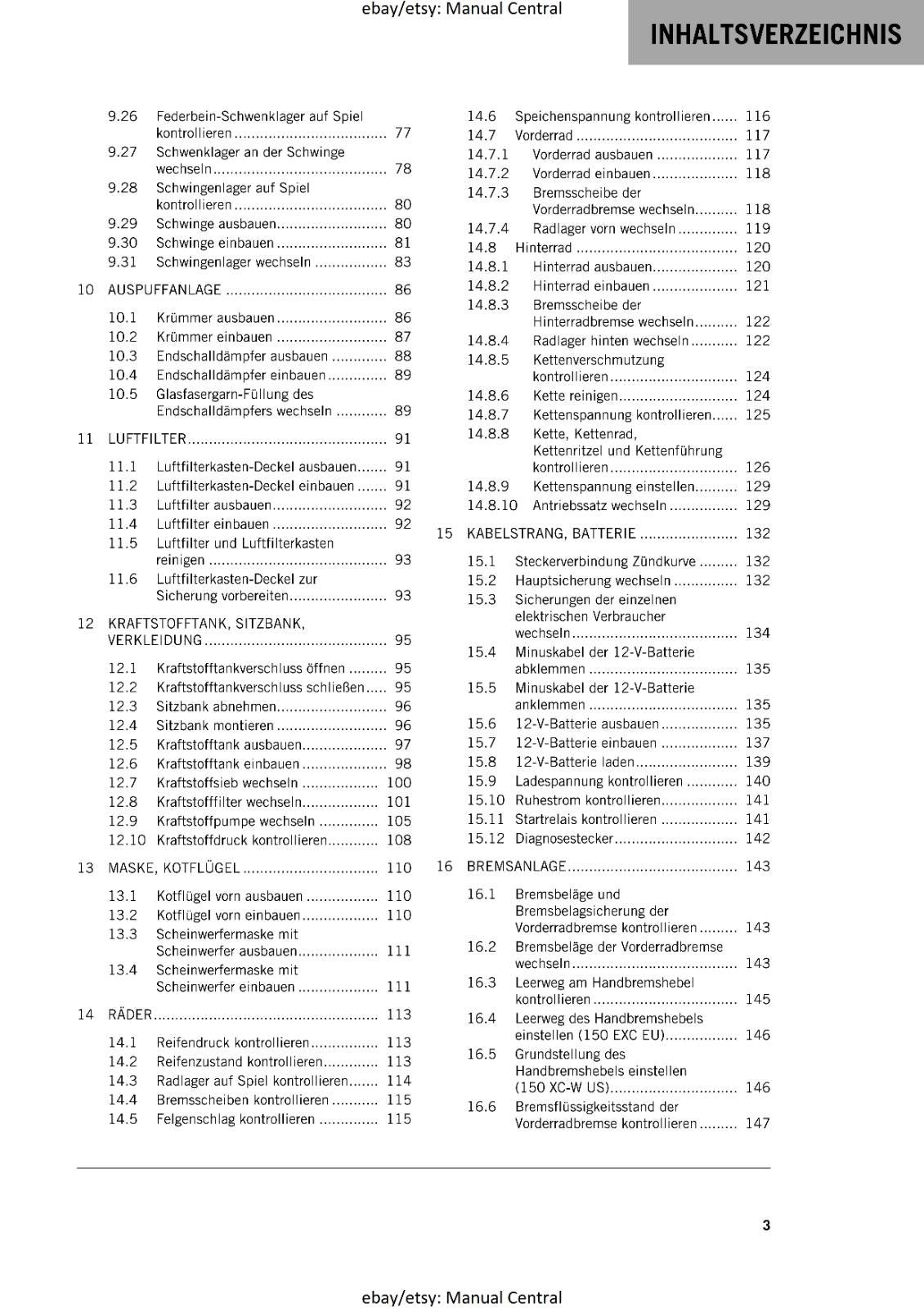 GERMAN LANGUAGE - KTM 2023- 150 EXC XC-W - REPARATURANLEITUNG
