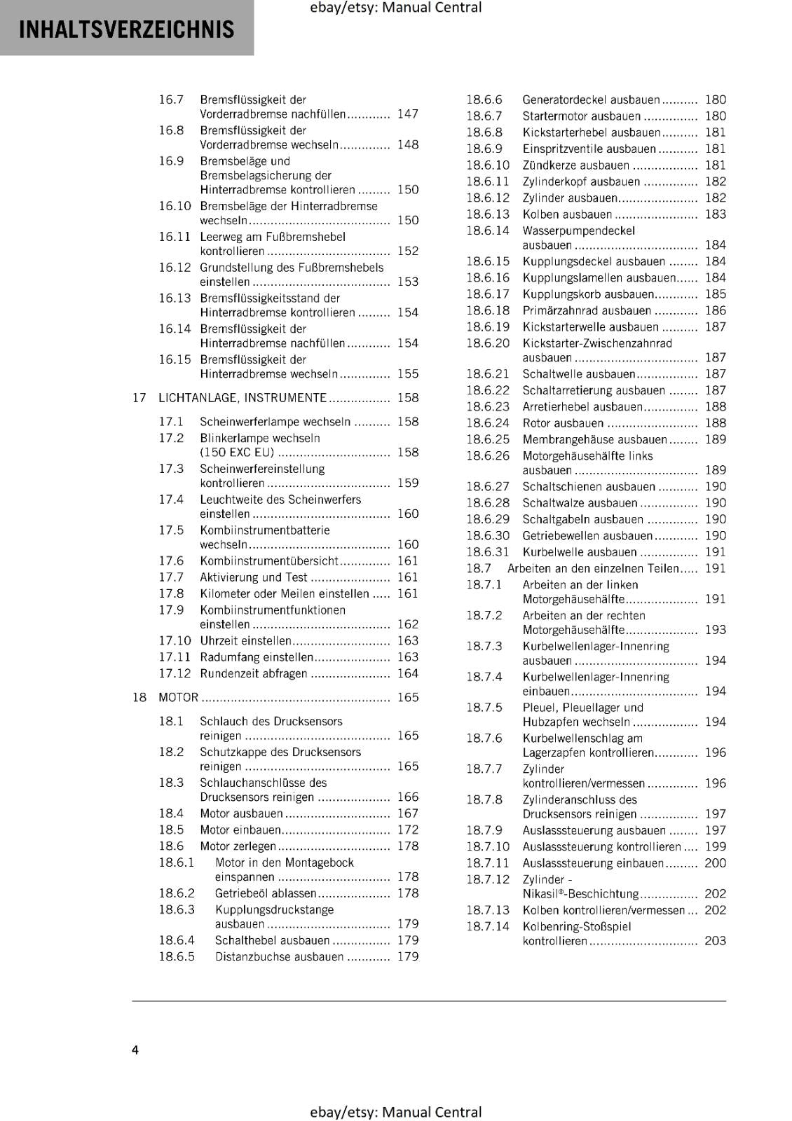 GERMAN LANGUAGE - KTM 2023- 150 EXC XC-W - REPARATURANLEITUNG