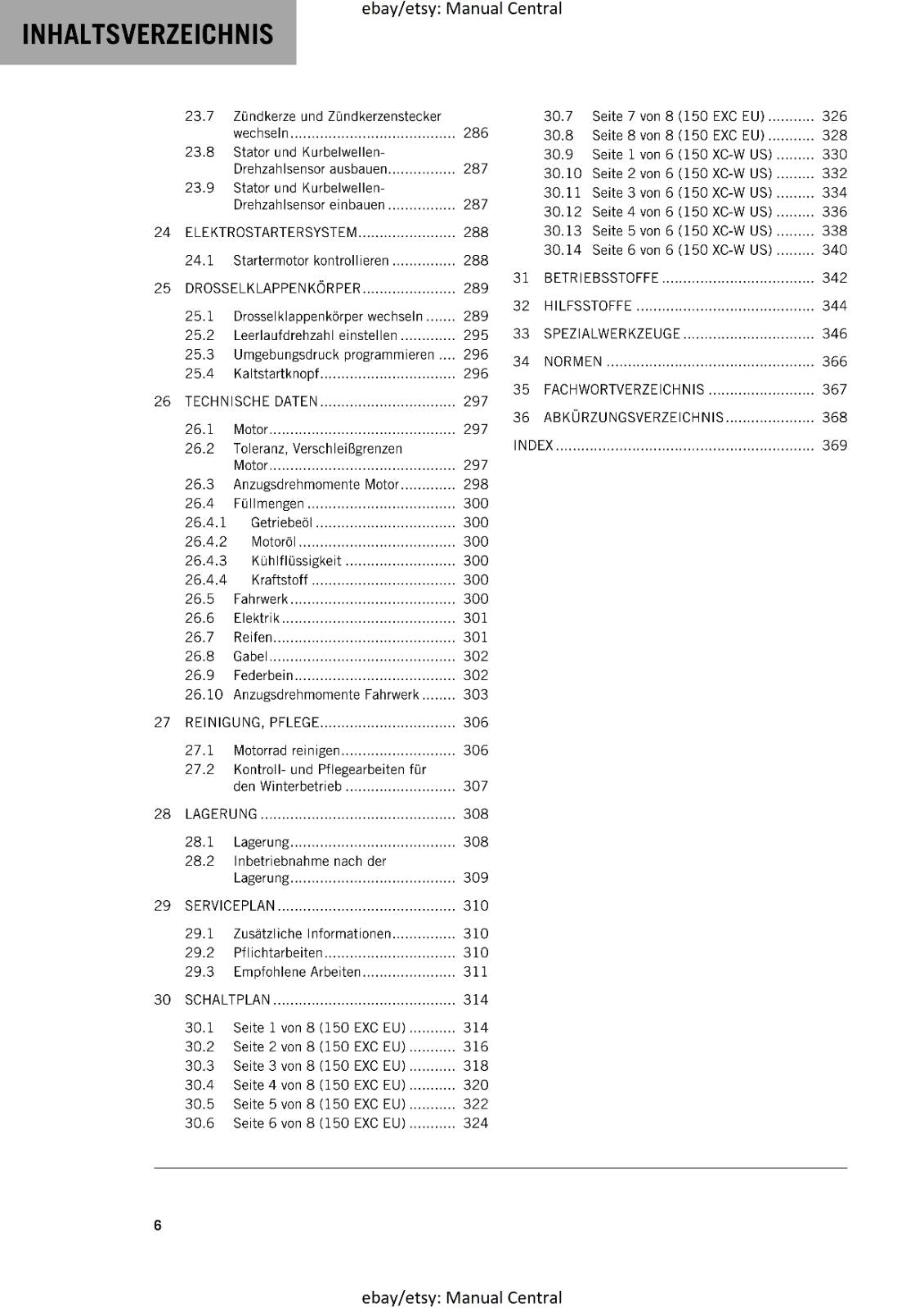GERMAN LANGUAGE - KTM 2023- 150 EXC XC-W - REPARATURANLEITUNG