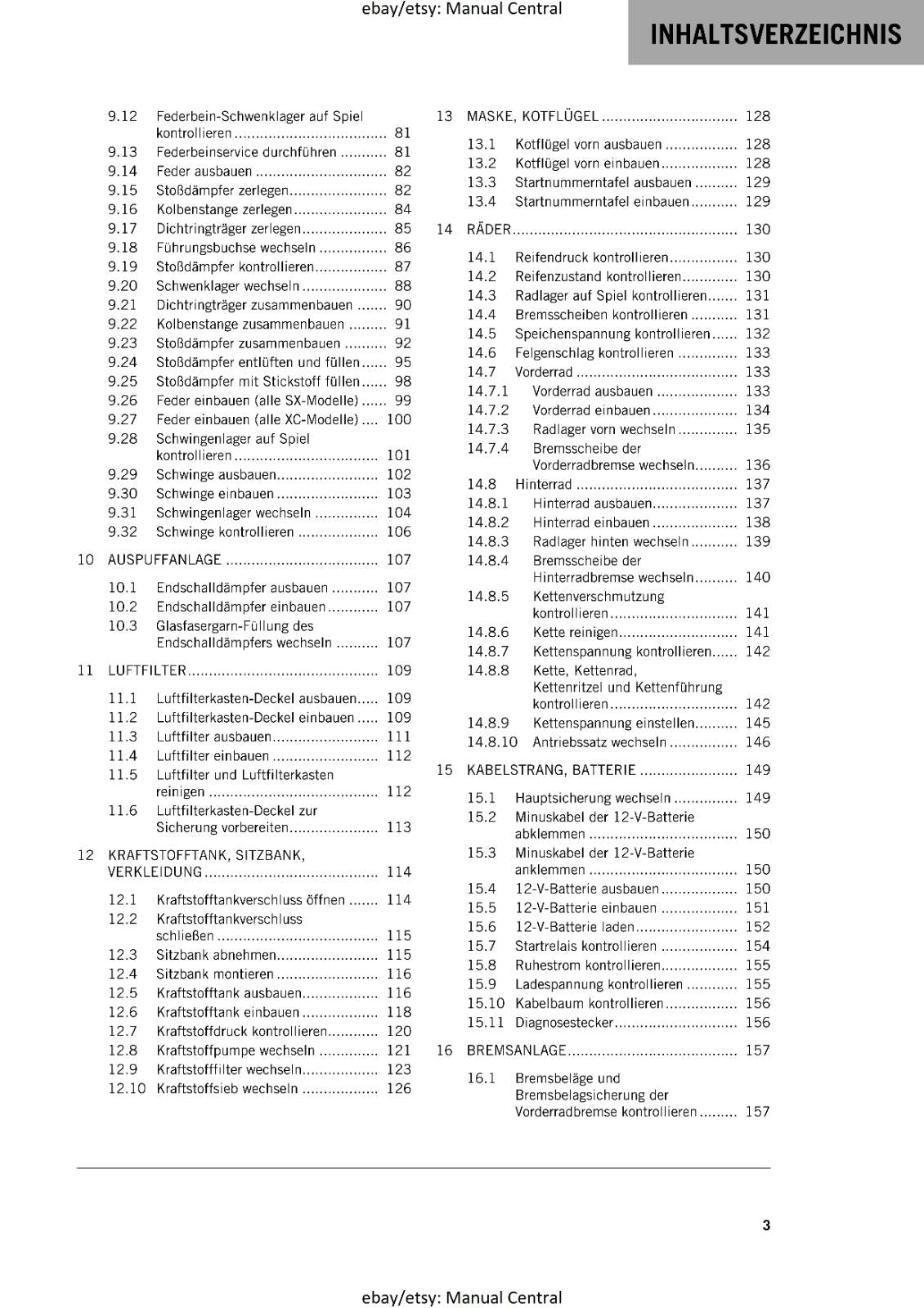 GERMAN LANGUAGE - KTM 2023- 250 300 SX XC - REPARATURANLEITUNG
