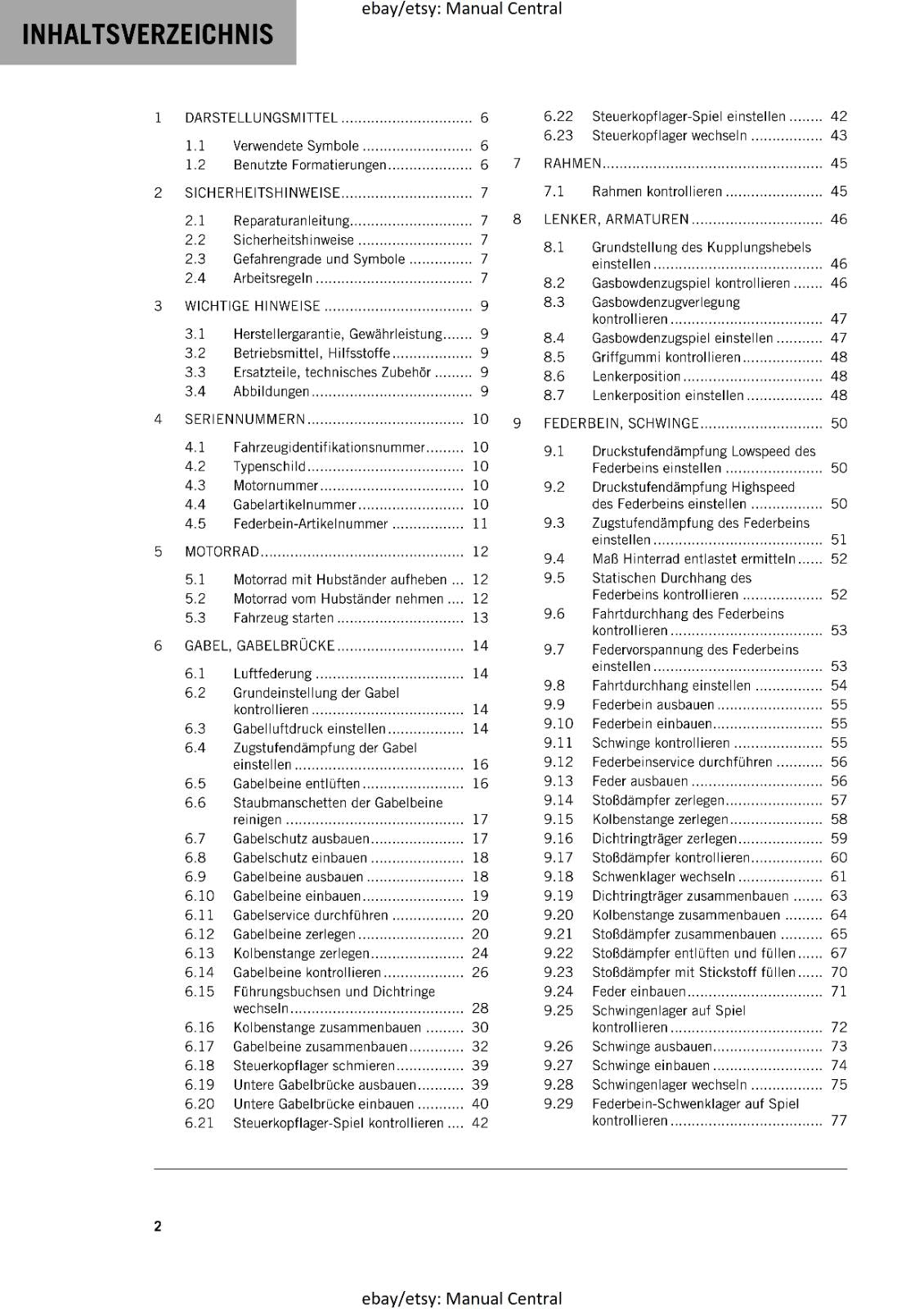 GERMAN LANGUAGE - KTM 2023- 65 SX - REPARATURANLEITUNG
