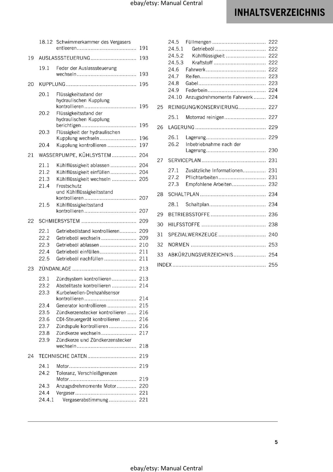 GERMAN LANGUAGE - KTM 2023- 65 SX - REPARATURANLEITUNG