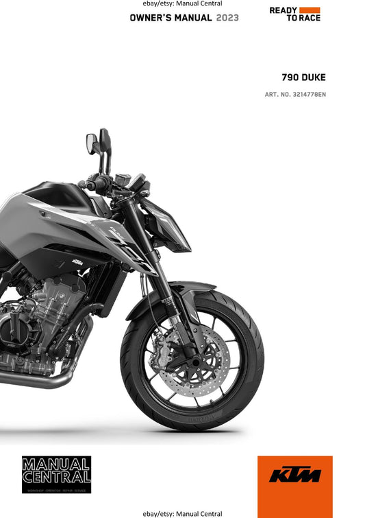 2023 OWNERS MANUAL - KTM 790 DUKE EU - REPRINT