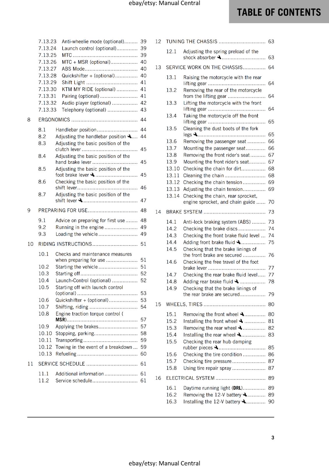 2023 OWNERS MANUAL - KTM 790 DUKE US - REPRINT