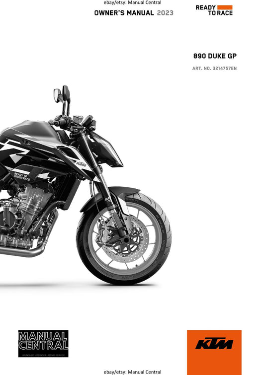 2023 OWNERS MANUAL - KTM 890 DUKE GP - REPRINT