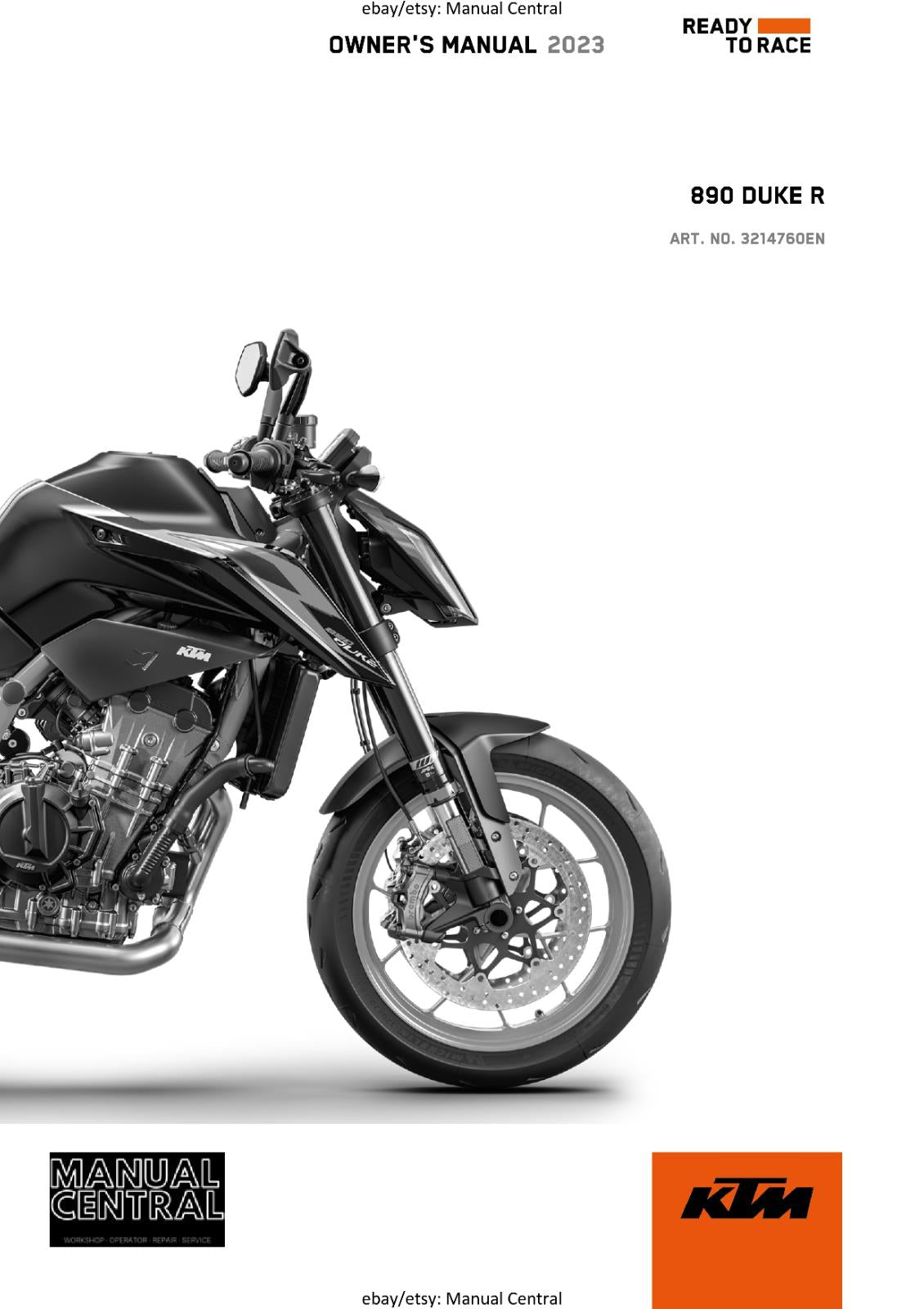2023 OWNERS MANUAL - KTM 890 DUKE R US - REPRINT