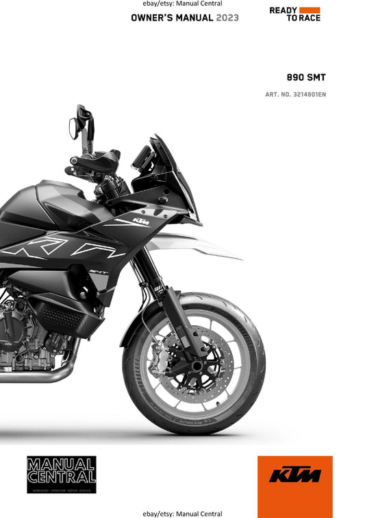2023 OWNERS MANUAL - KTM 890 SMT - REPRINT