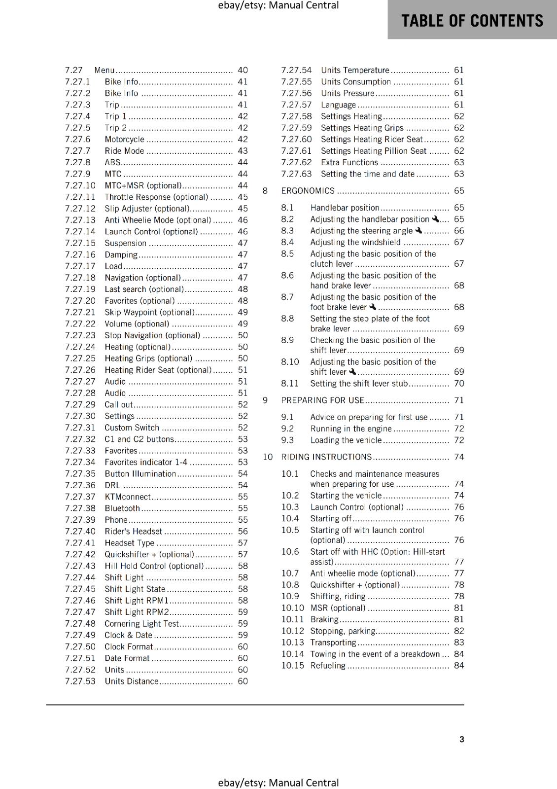 2023 OWNERS MANUAL - KTM 1290 SUPER DUKE GT EU - REPRINT