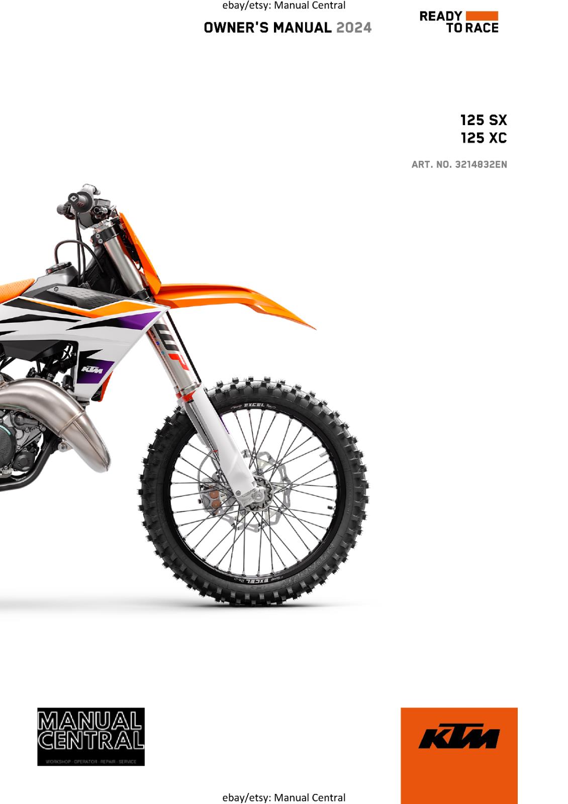 2024 OWNERS MANUAL - KTM 125 SX XC - REPRINT