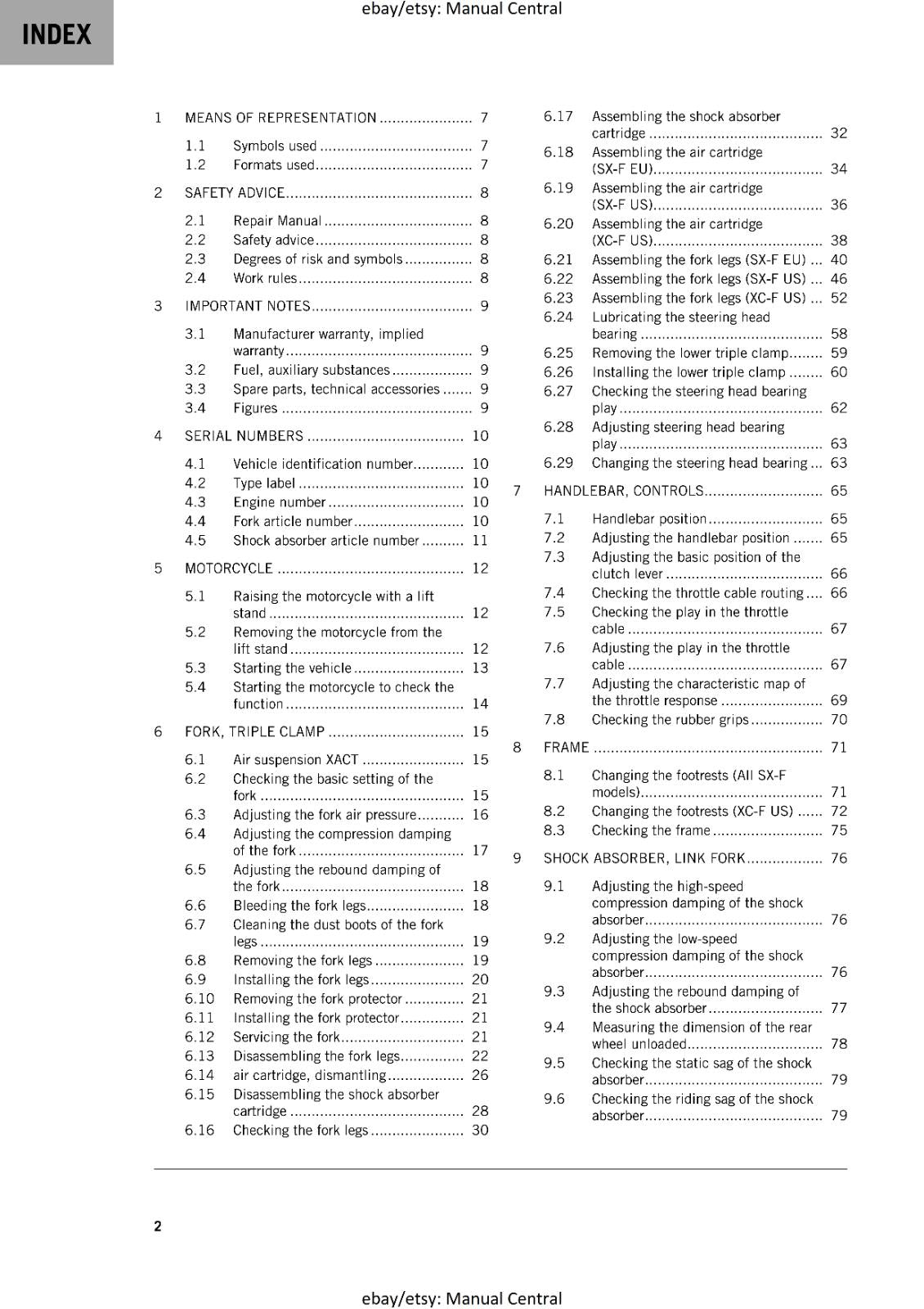 KTM 2020 - 350 SX-F XC-F -  WORKSHOP SERVICE REPAIR MANUAL - REPRINTED