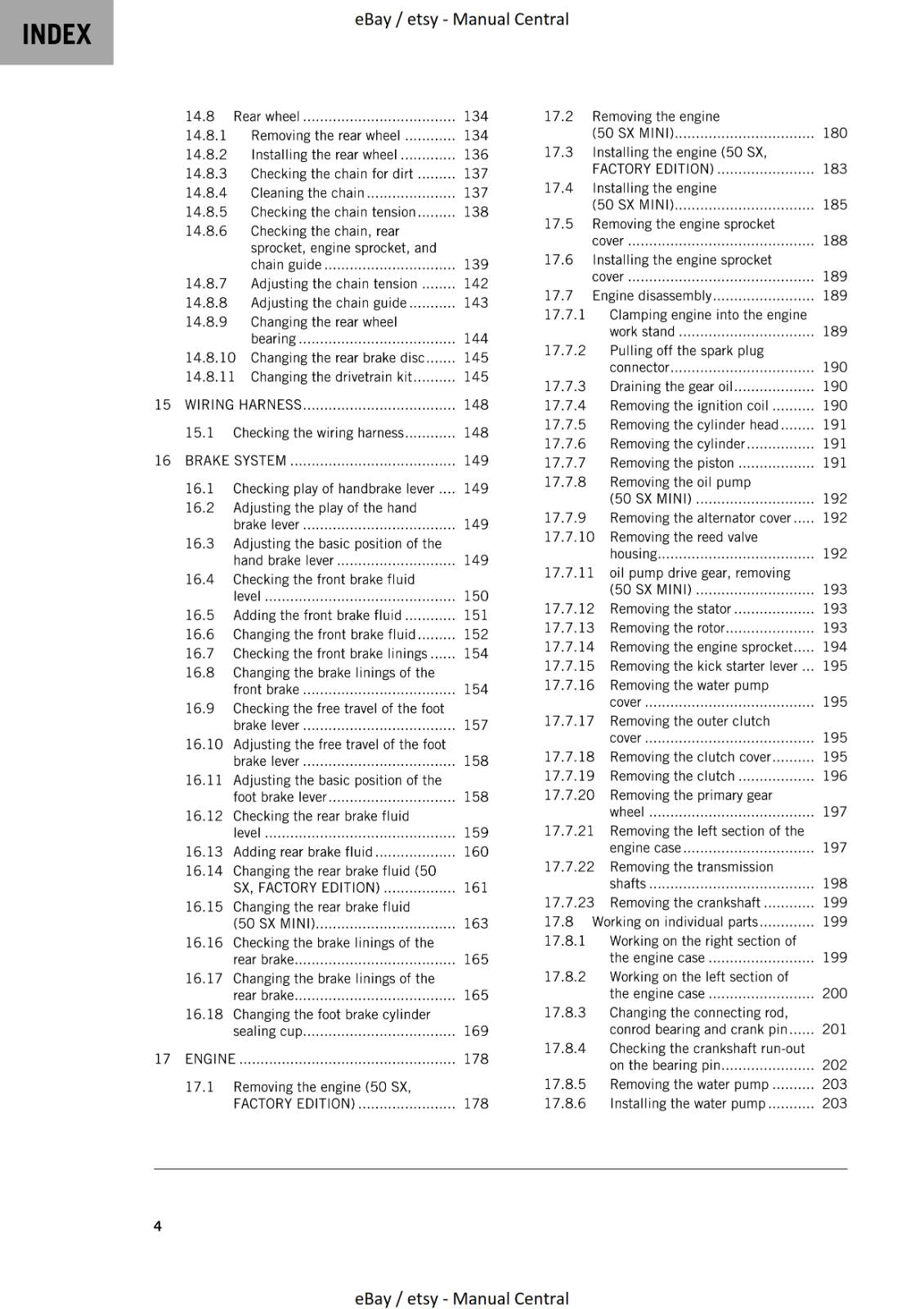 KTM MOTORCYCLE 2023 -  50 SX MINI FACTORY EDITION - WORKSHOP SERVICE - REPRINT