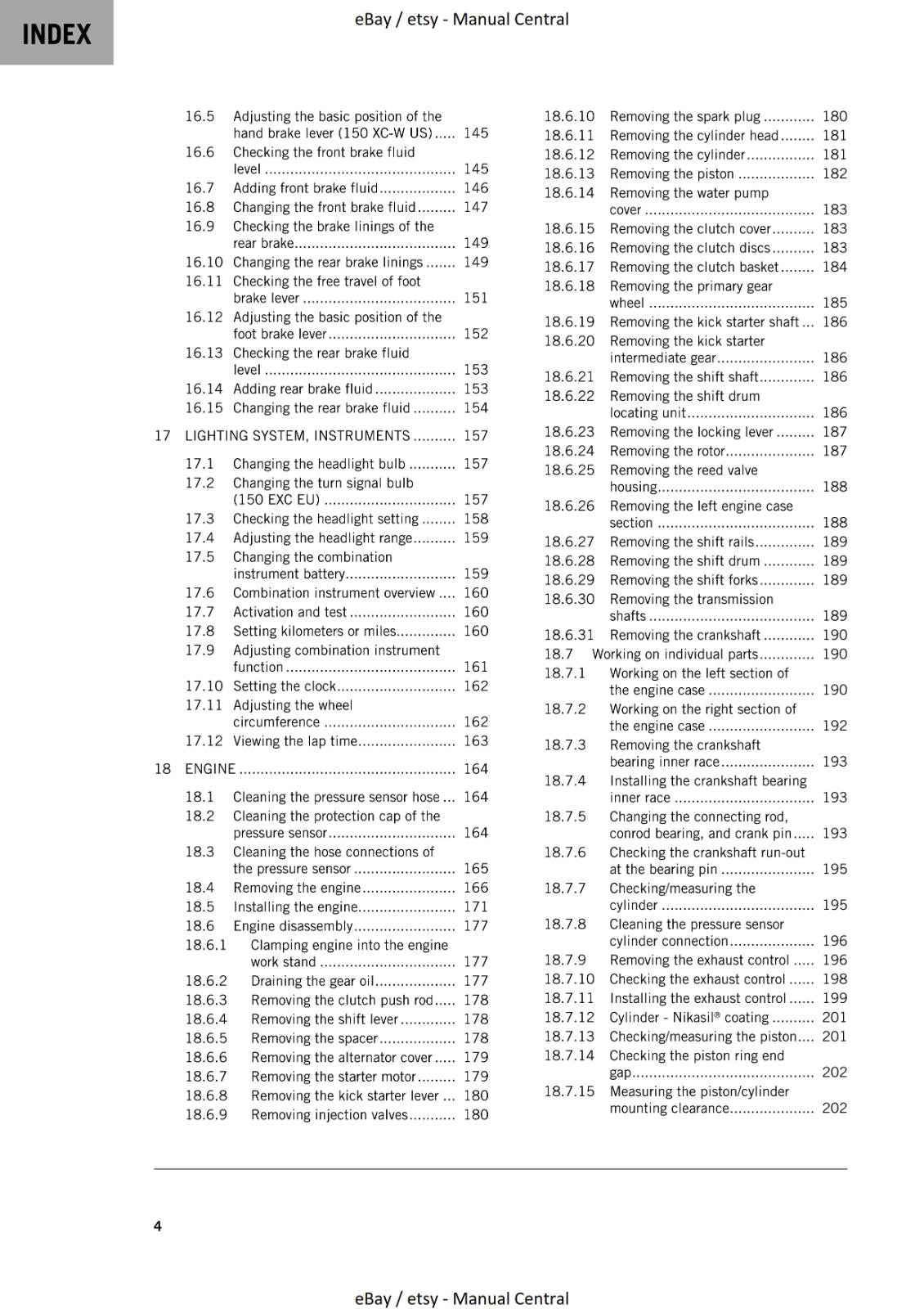 KTM MOTORCYCLE 2023 -  150 EXC XC-W - WORKSHOP SERVICE - REPRINT