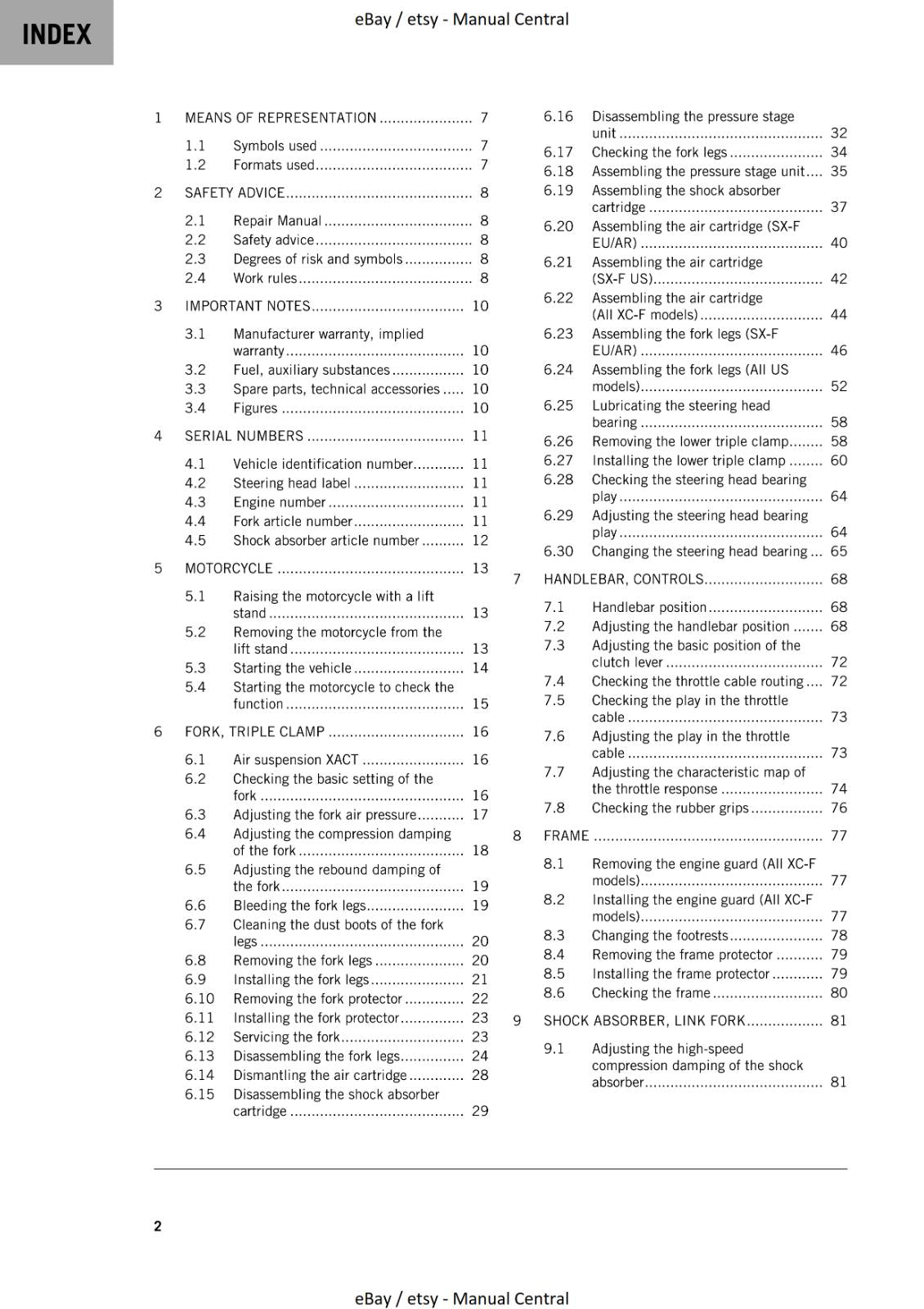 KTM MOTORCYCLE 2023 - 350 SX-F XC-F FACTORY EDITION - WORKSHOP SERVICE - REPRINT