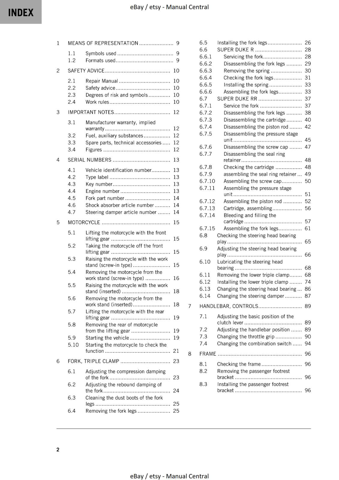 KTM MOTORCYCLE 2023 - 1290 SUPER DUKE R RR - WORKSHOP SERVICE - REPRINT