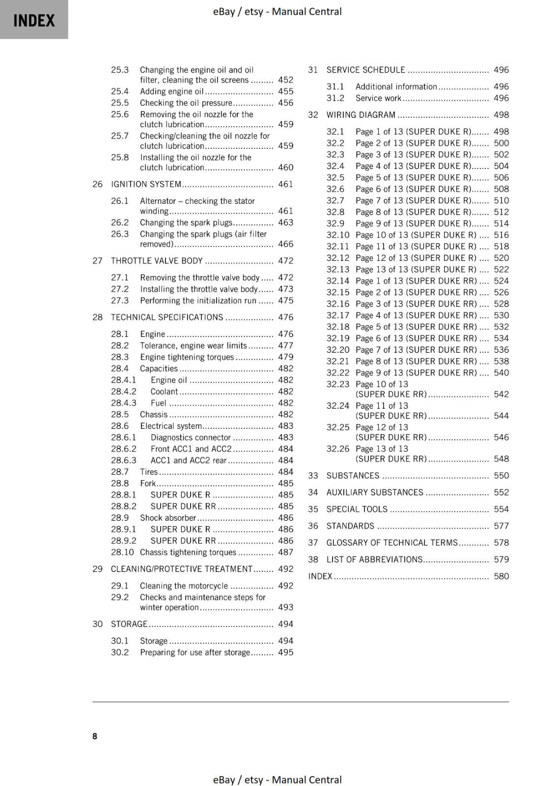 KTM MOTORCYCLE 2023 - 1290 SUPER DUKE R RR - WORKSHOP SERVICE - REPRINT
