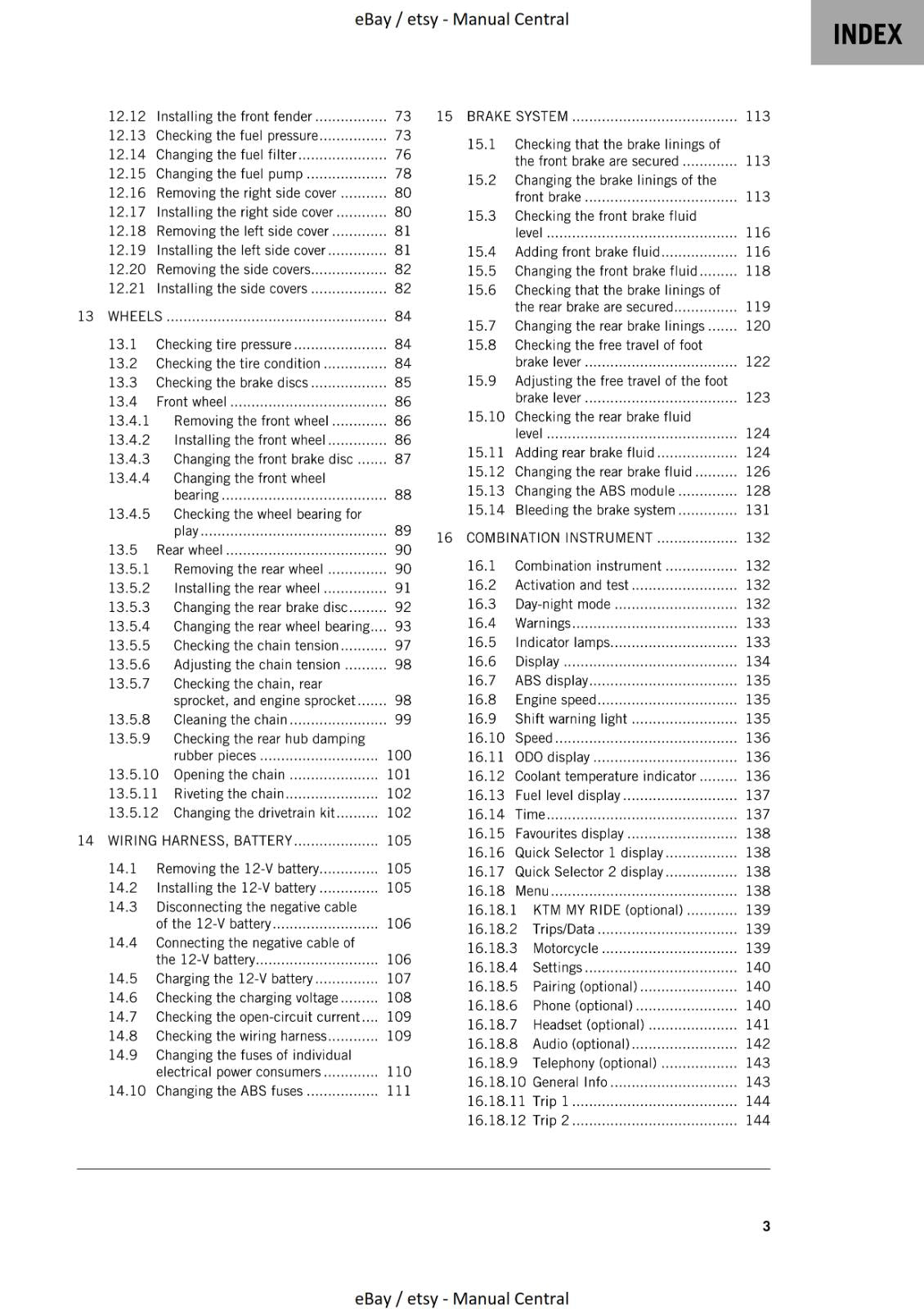 KTM MOTORCYCLE 2023 - RC 125 GP - WORKSHOP SERVICE - REPRINT