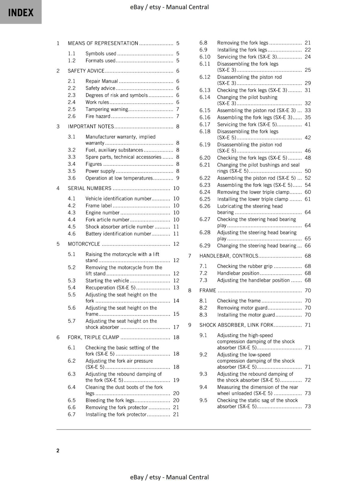 KTM MOTORCYCLE 2023 - SX-E 3 5 - WORKSHOP SERVICE - REPRINT