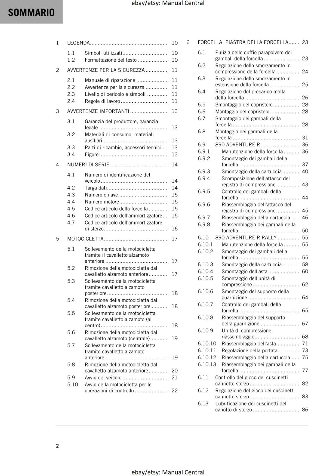 ITALIAN LANGUAGE - KTM 2021 - 890 ADVENTURE R RALLY  - MANUALE DI RIPARAZIONE