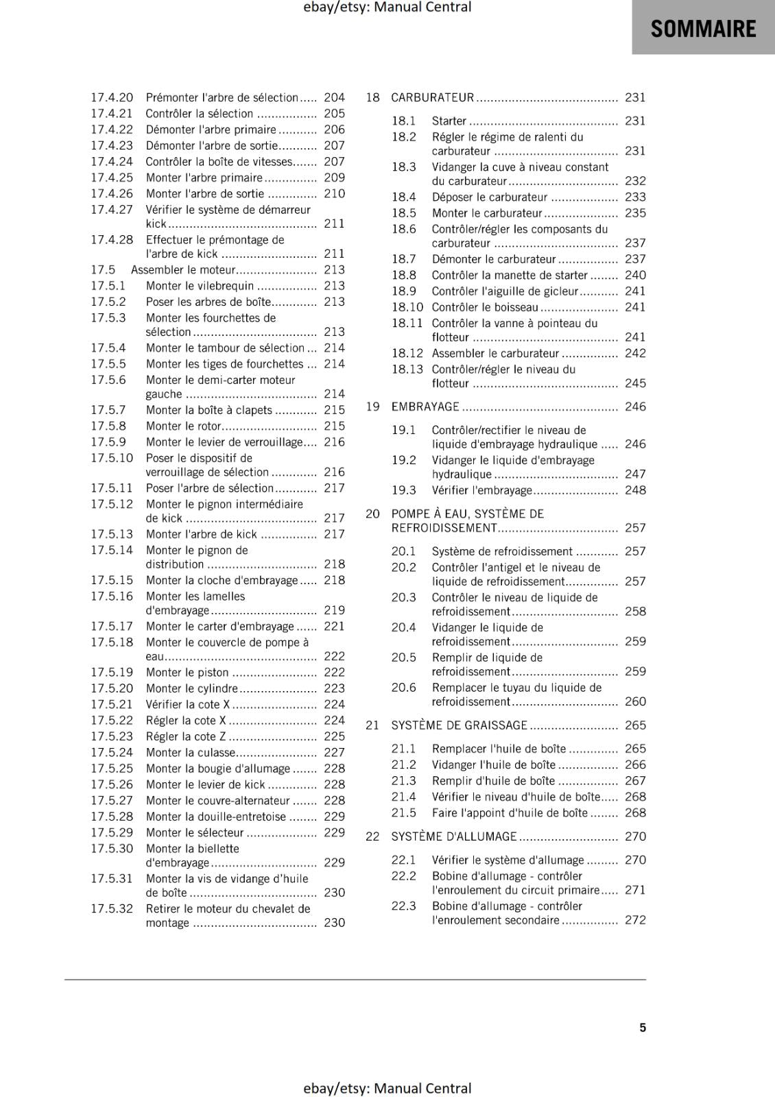 KTM 2020 - FRENCH LANGUAGE - 125 150 SX - MANUEL DE REPARATION