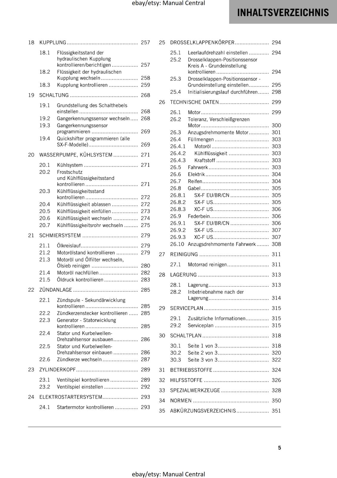 GERMAN LANGUAGE - KTM 2023- 250 SX-F XC-F - REPARATURANLEITUNG