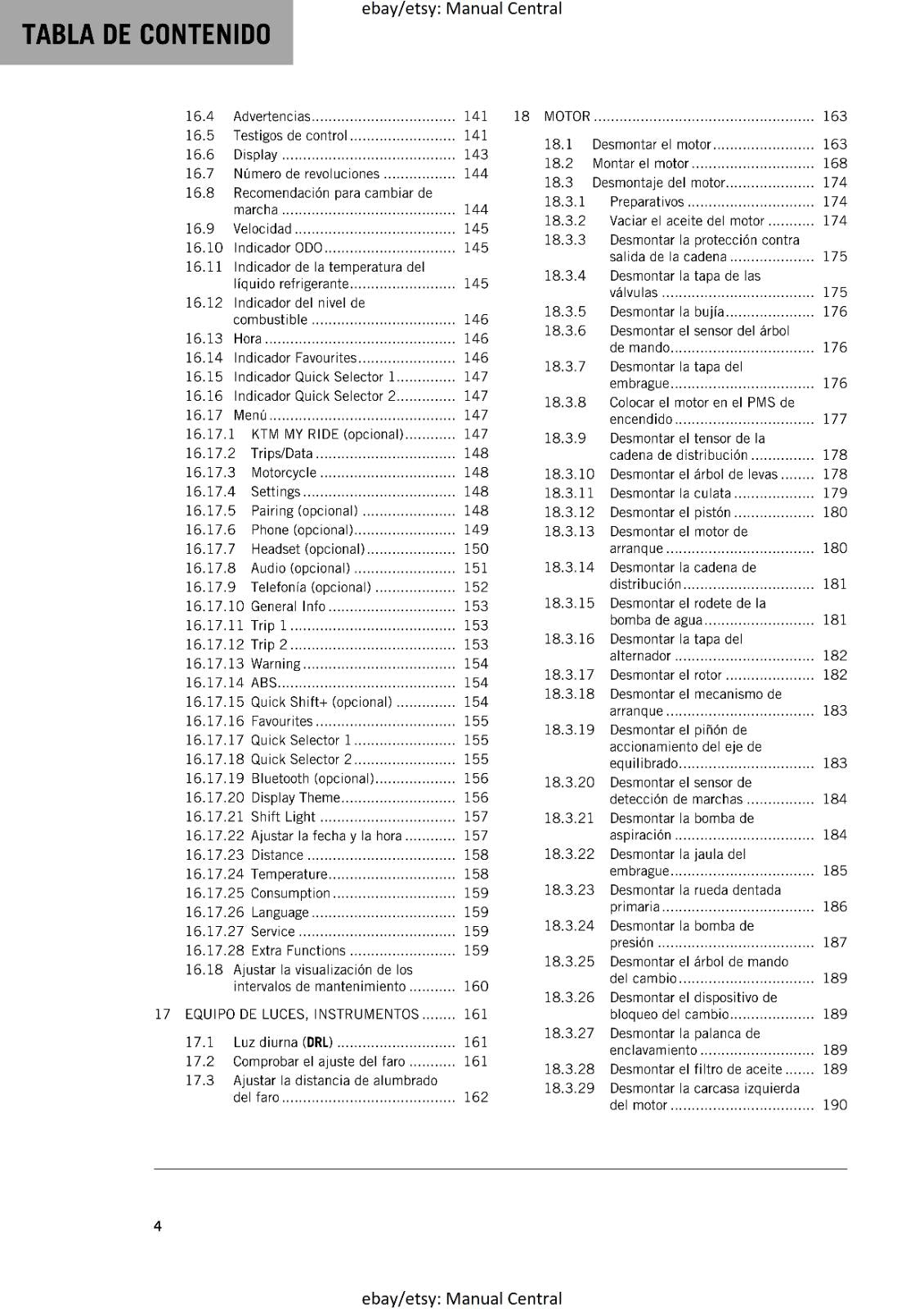 KTM 2022 - SPANISH LANGUAGE - 390 DUKE - MANUAL DE REPARACION