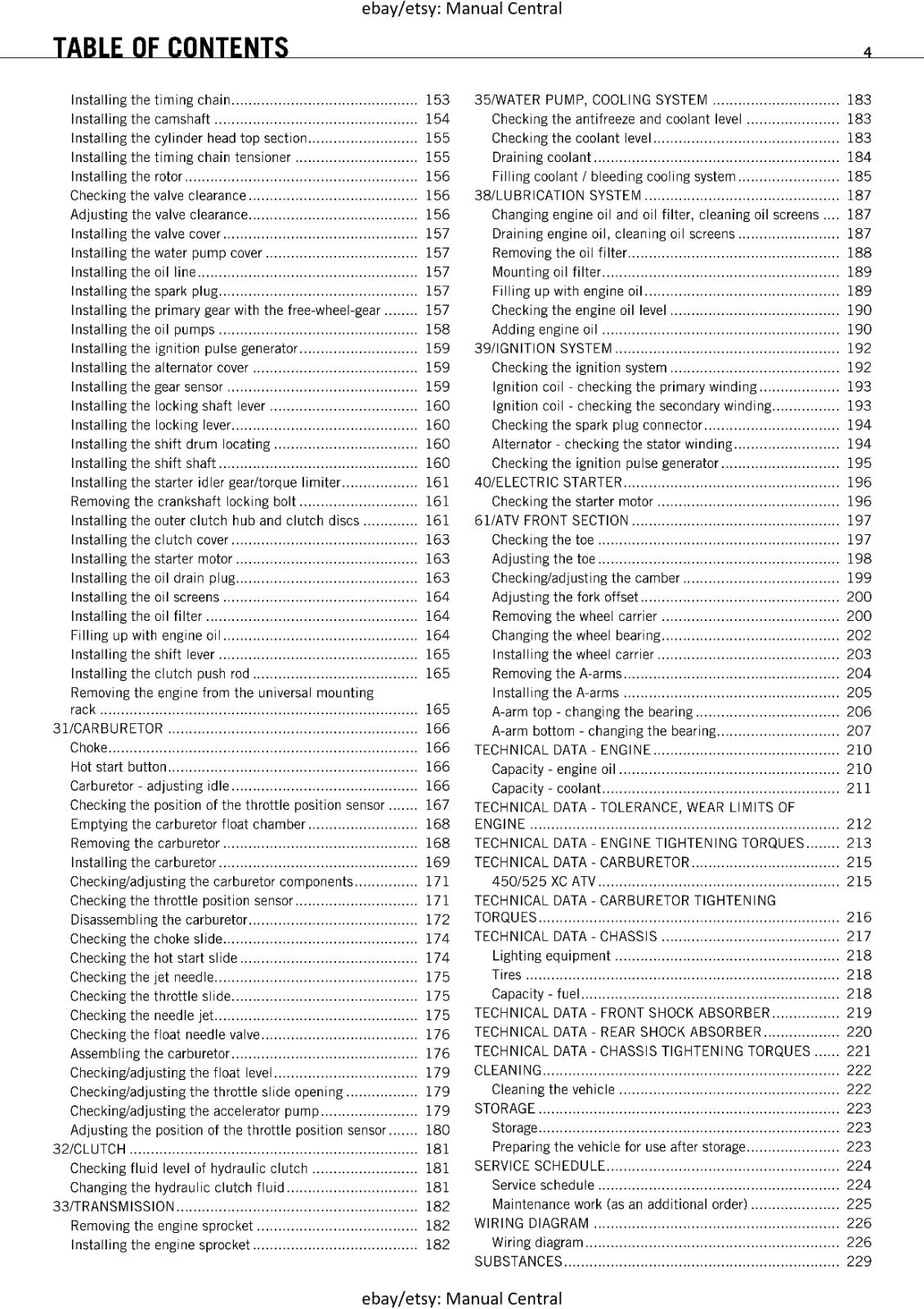 KTM ATV 2008 -  450 525 XC ATV - WORKSHOP SERVICE REPAIR MANUAL - PRINTED