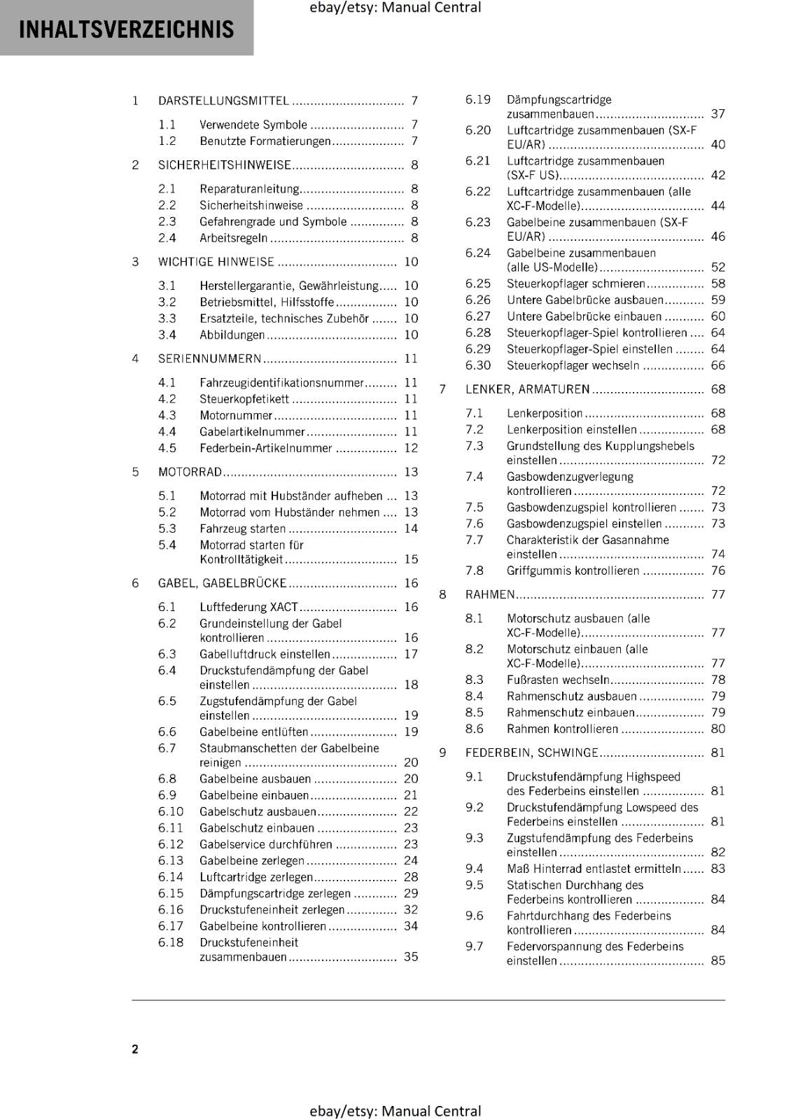 GERMAN LANGUAGE - KTM 2023- 350 SX-F XC-F FACTORY EDITION - REPARATURANLEITUNG