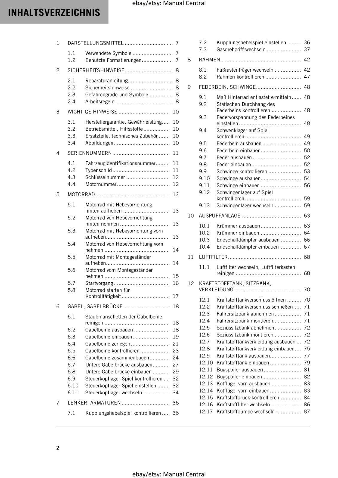 GERMAN LANGUAGE - KTM 2023- 390 DUKE - REPARATURANLEITUNG