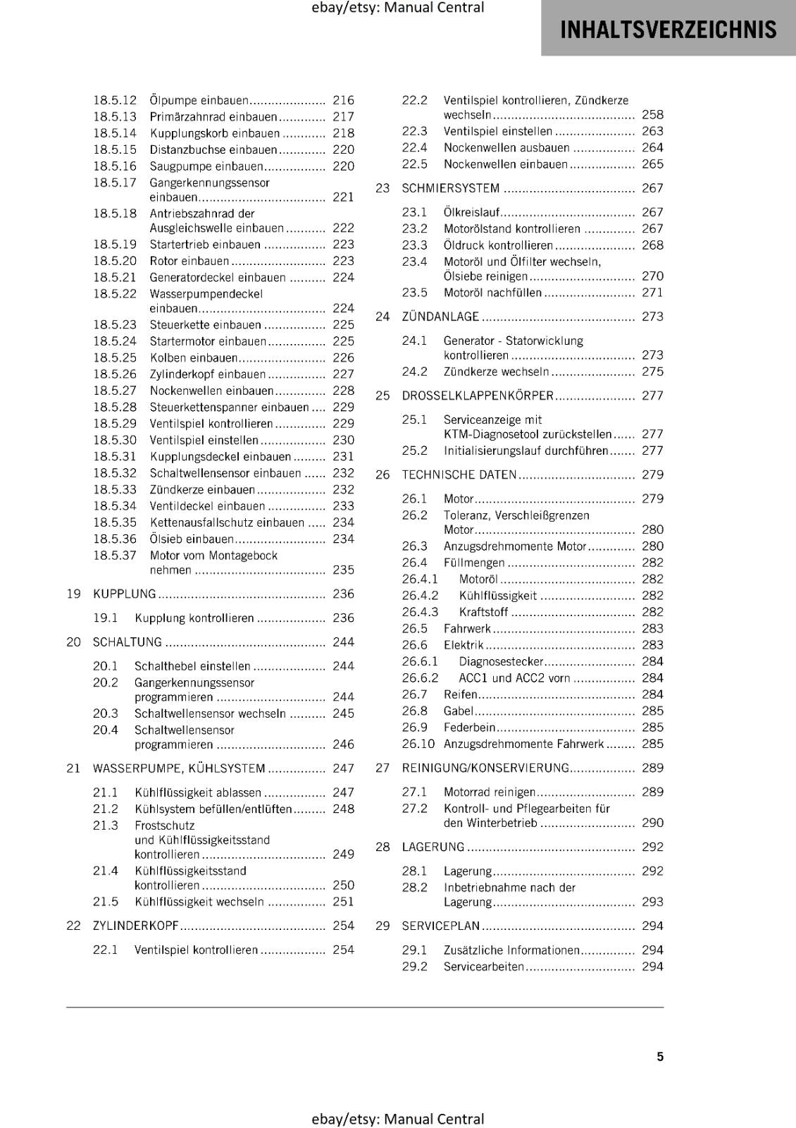 GERMAN LANGUAGE - KTM 2023- 390 DUKE - REPARATURANLEITUNG