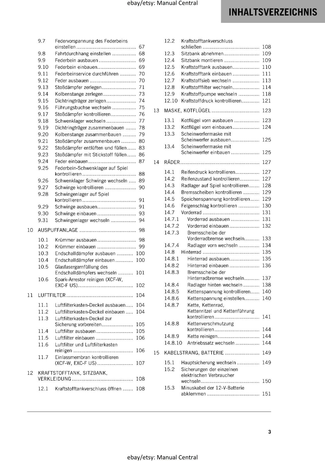 GERMAN LANGUAGE - KTM 2023- 450 500 EXC-F SIX DAYS XCF-W - REPARATURANLEITUNG