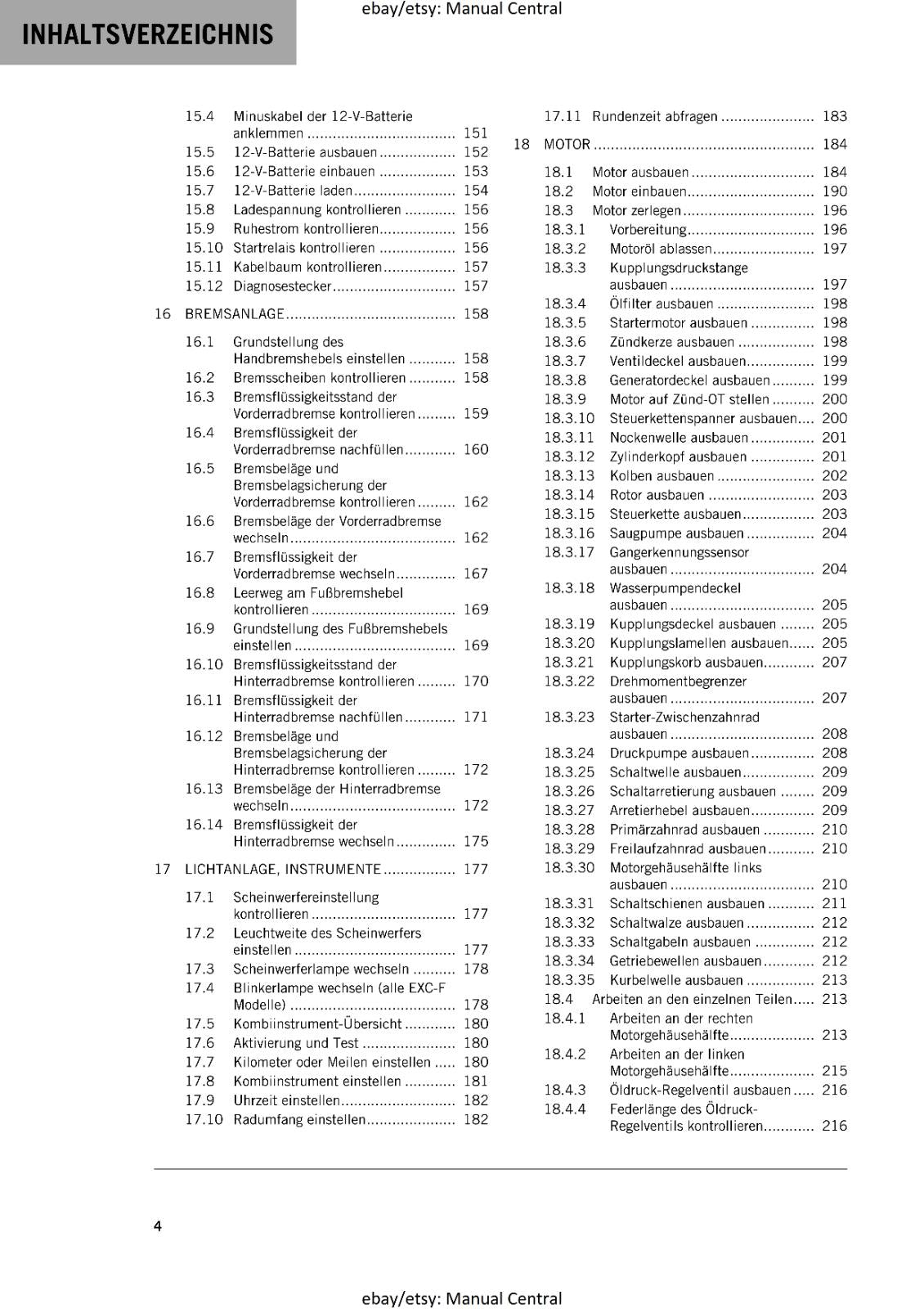 GERMAN LANGUAGE - KTM 2023- 450 500 EXC-F SIX DAYS XCF-W - REPARATURANLEITUNG